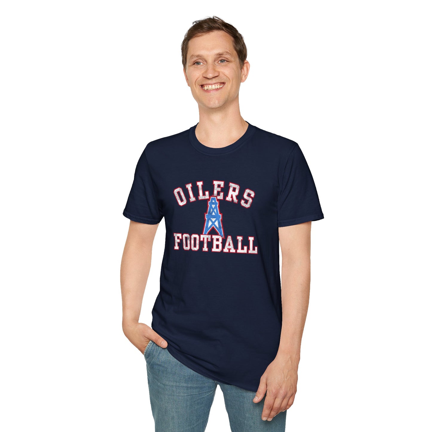 Houston Oilers Distressed “Oilers Football” Unisex Tee