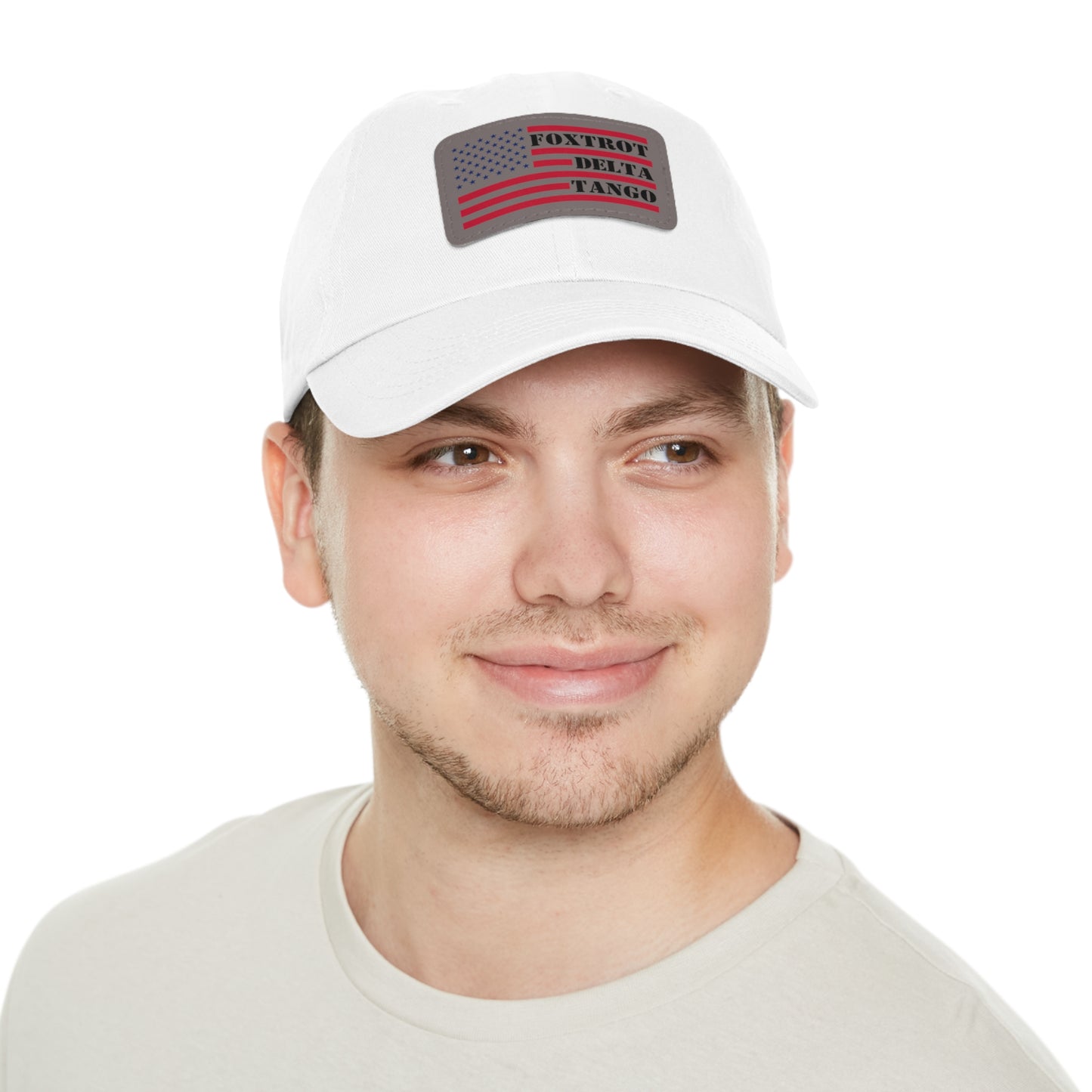 “FOXTROT DELTA TANGO” Anti-Trump Dad Hat with Gray Faux Leather Patch