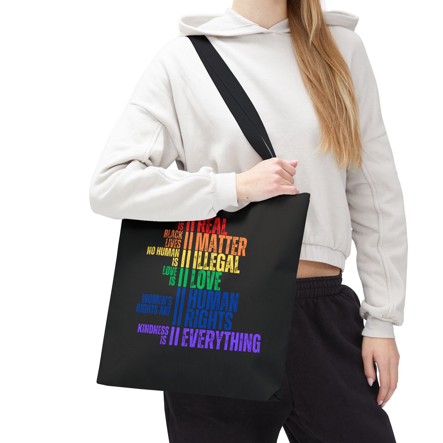 Equality Rainbow Tote Bag in Black
