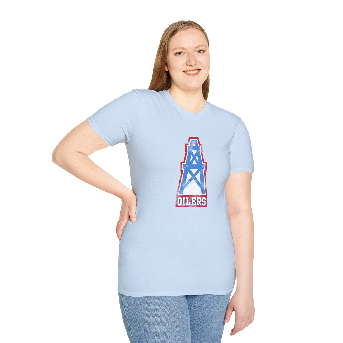 Houston Oilers Distressed Oil Derrick Unisex T-Shirt | Up to 5X