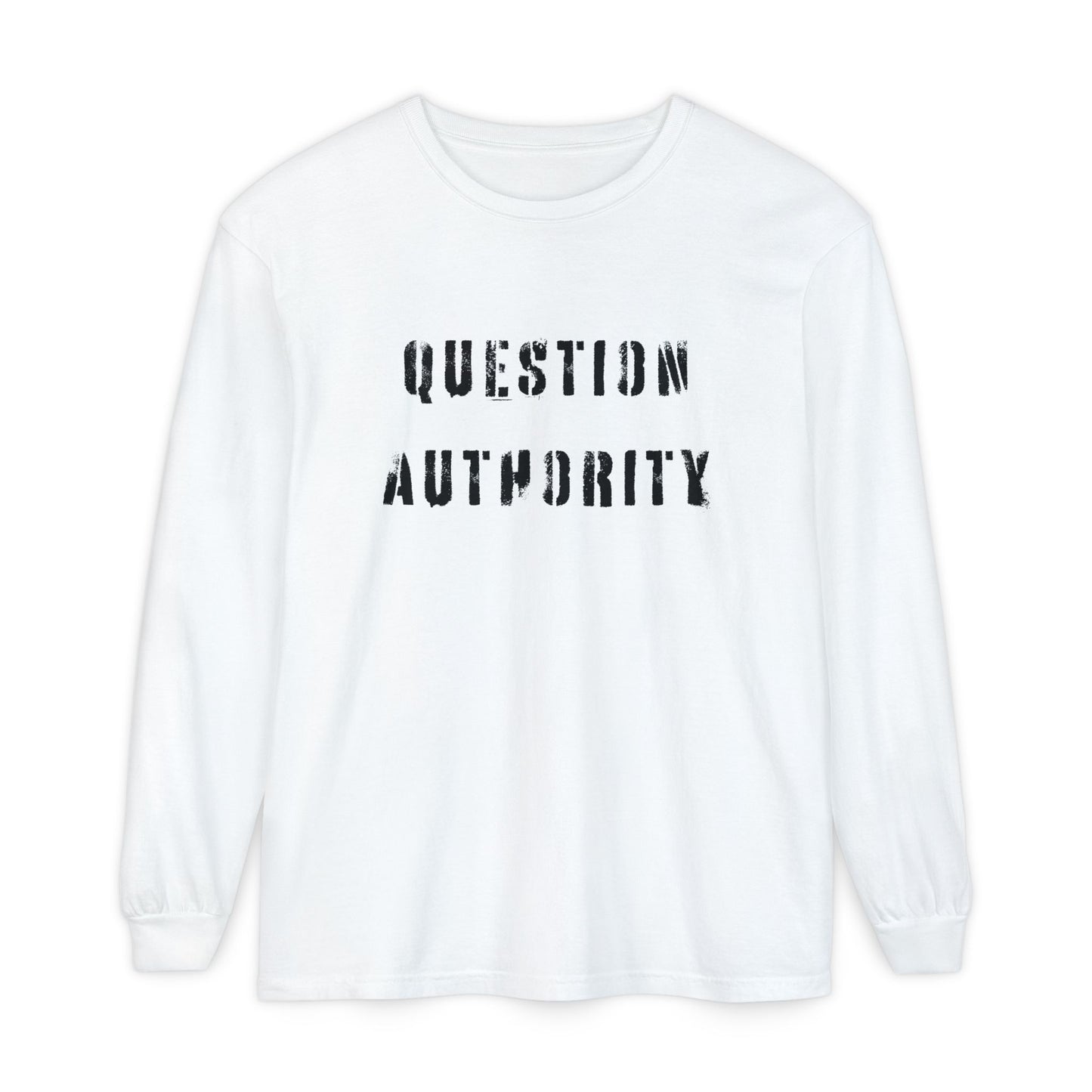 Unisex Long Sleeve Tee - ‘QUESTION AUTHORITY