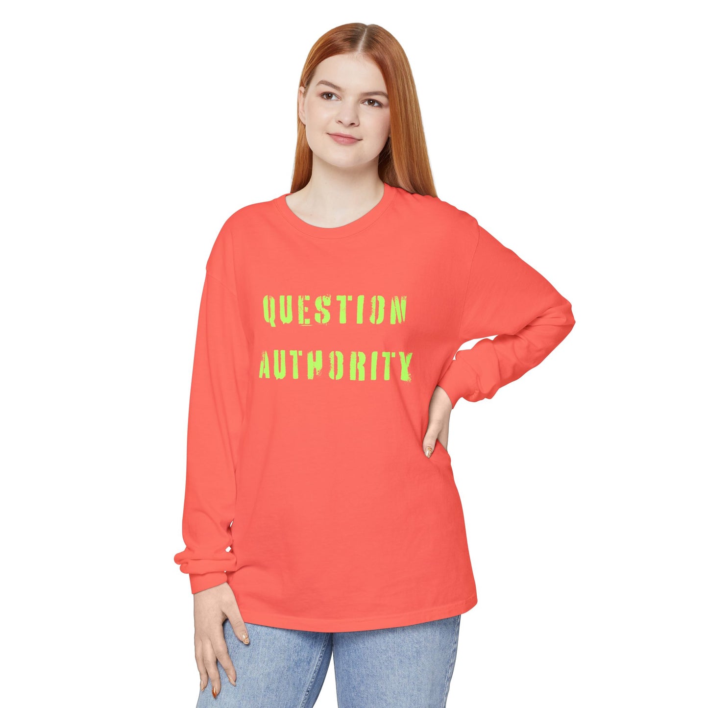 Unisex Long Sleeve Tee - ‘QUESTION AUTHORITY