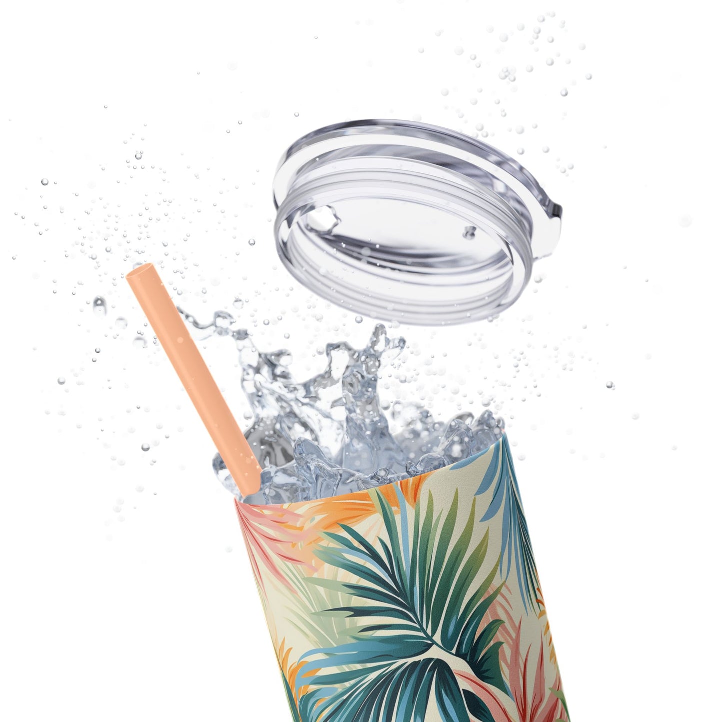 Tropical Floral Skinny Tumbler with Straw - 20oz Travel Drinkware