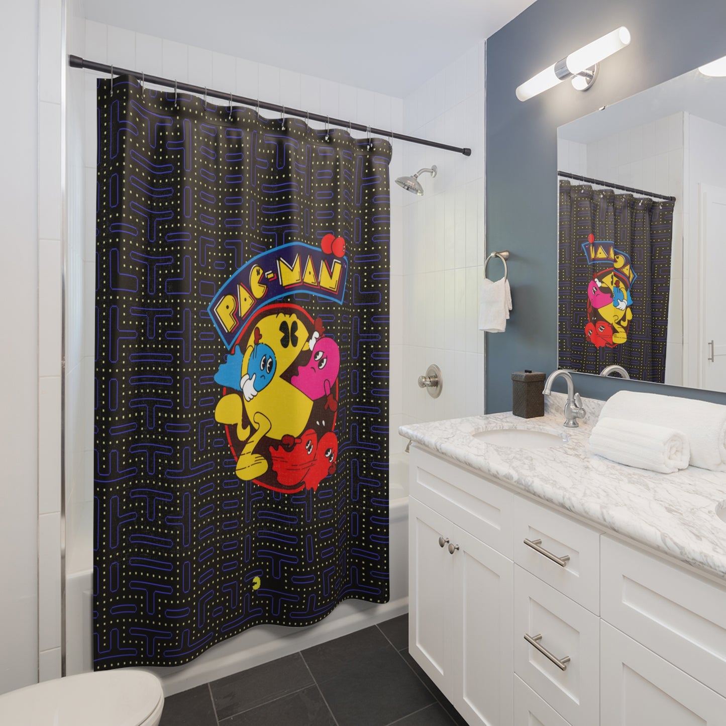 Shower Curtain - Retro Pac-Man Decor