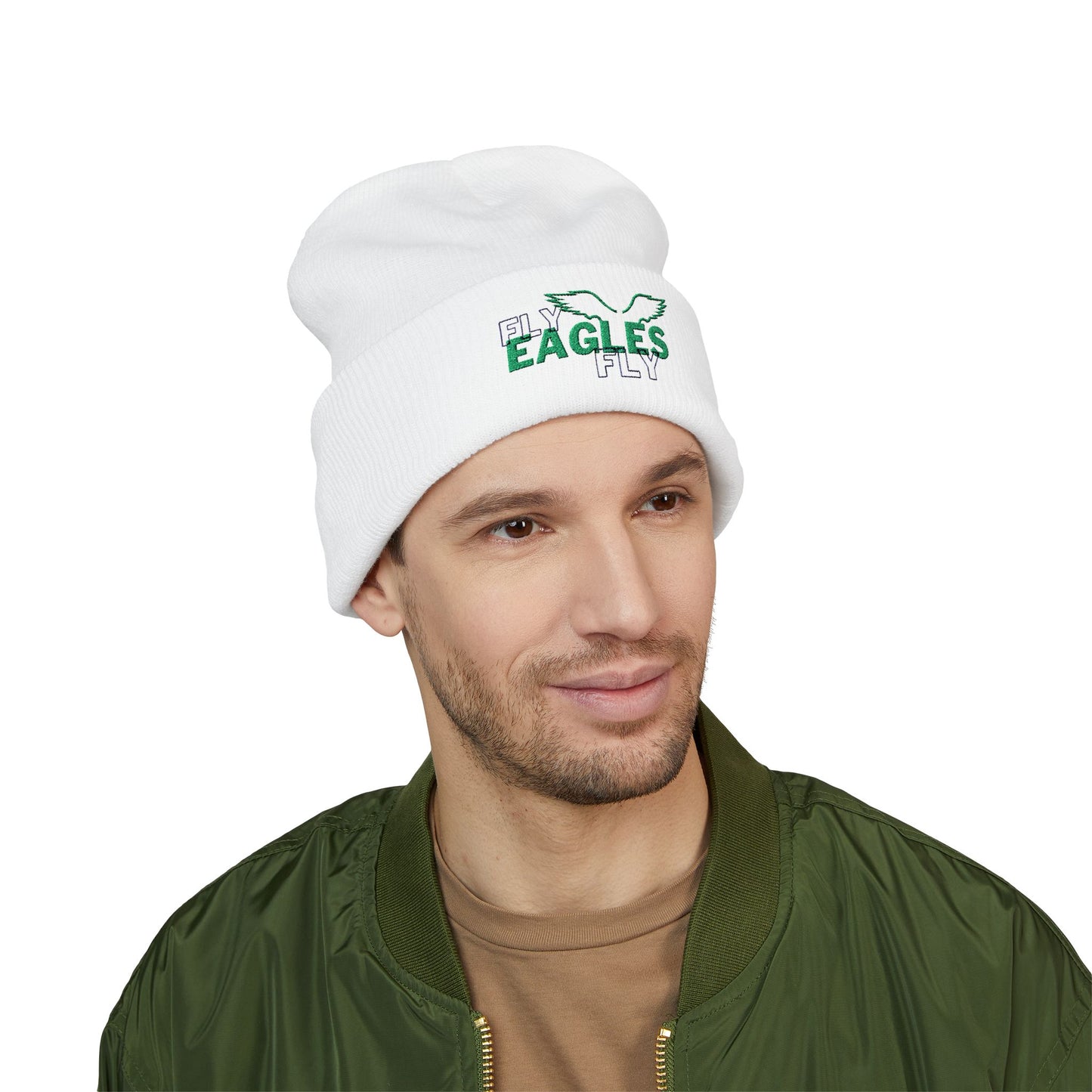 Cuffed Beanie - Embroidered 'Fly Eagles Fly'