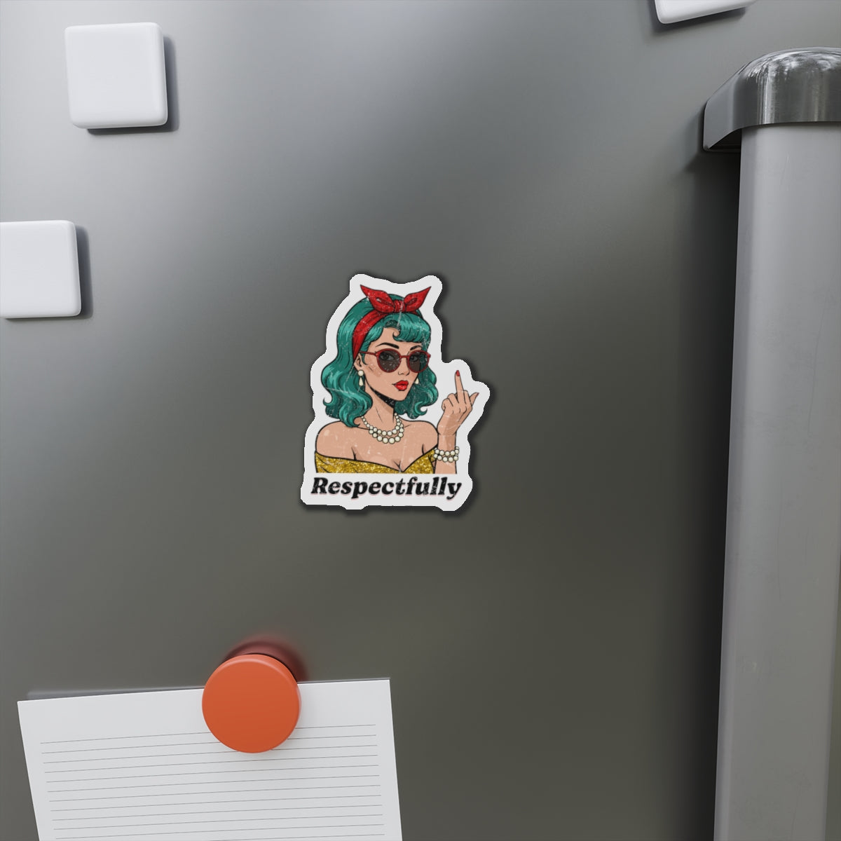 “Respectfully” Retro Die-Cut Magnet