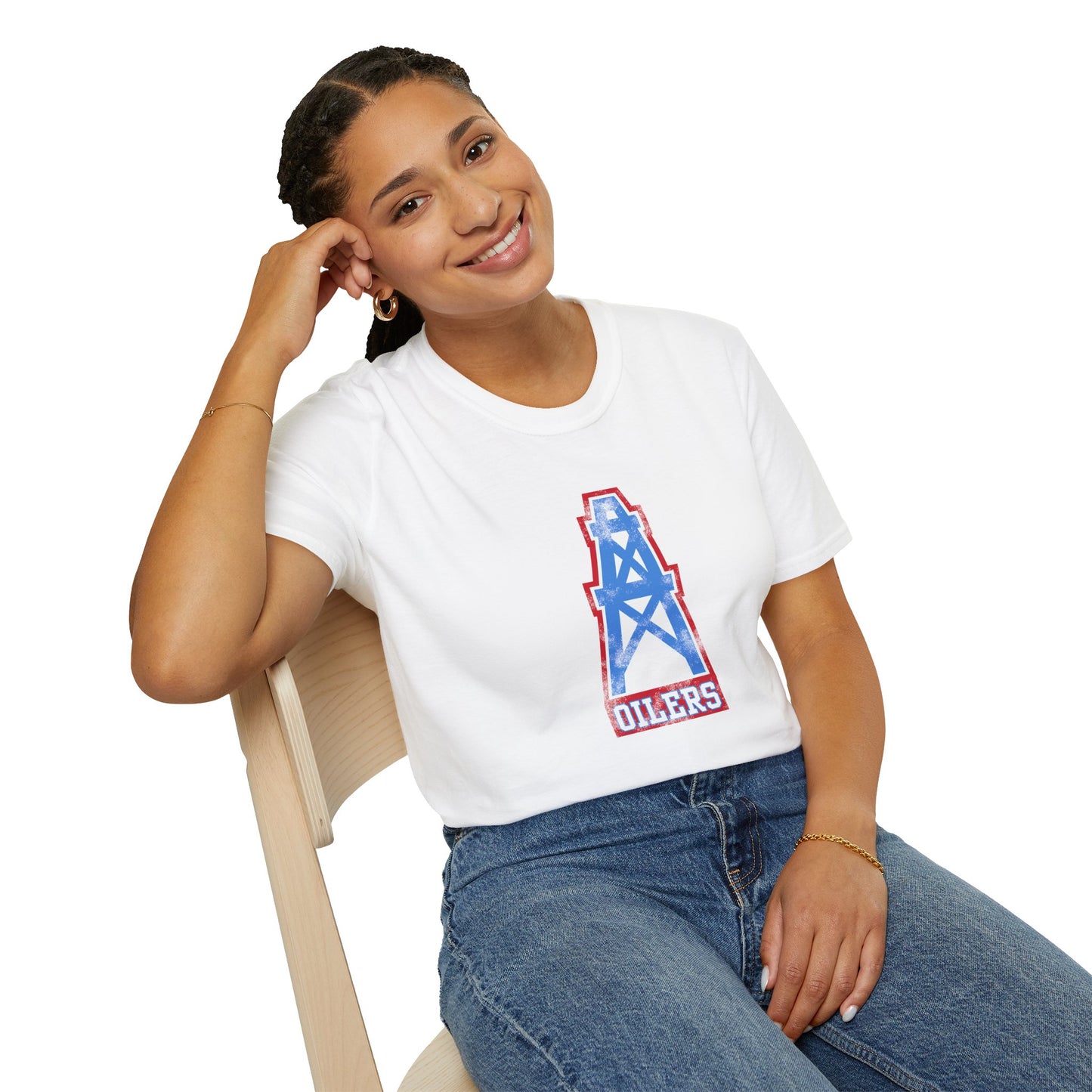 Houston Oilers Distressed Oil Derrick Unisex T-Shirt | Up to 5X