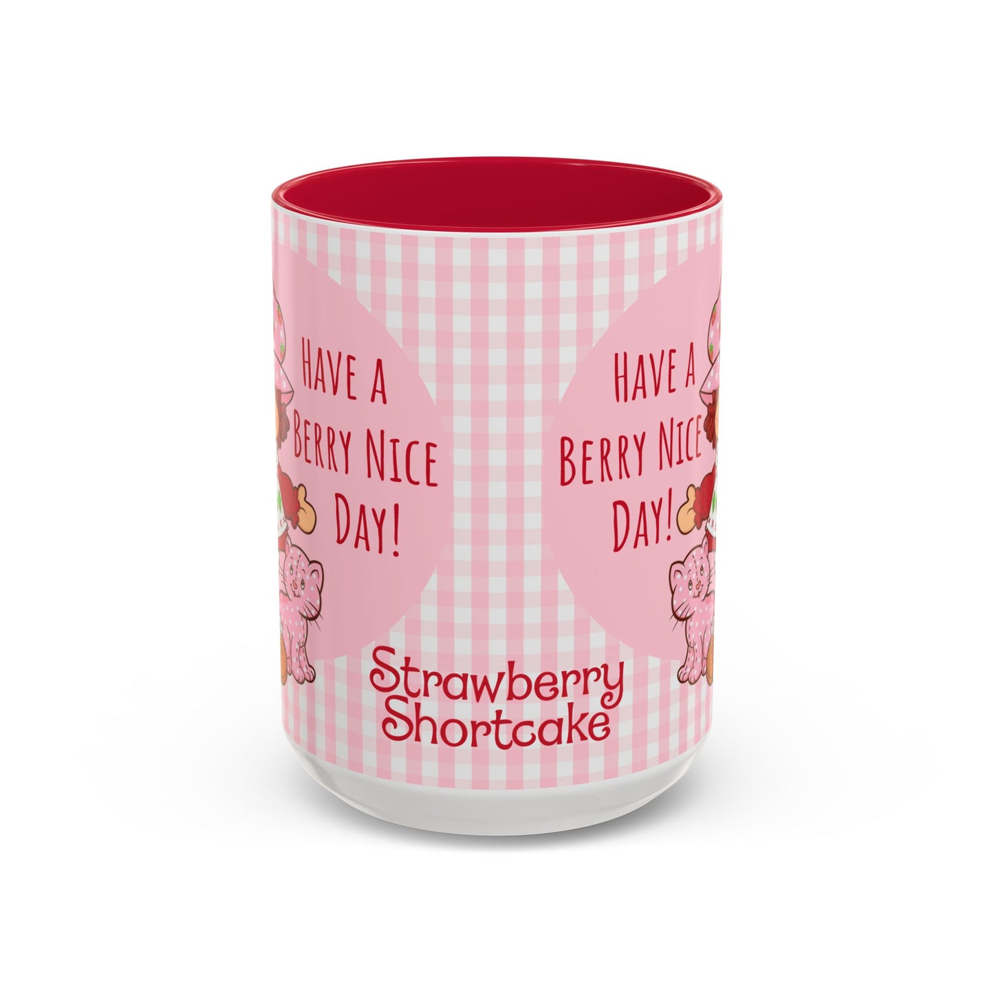 Strawberry Shortcake Pink Gingham Ceramic Mug - 11oz or 15oz