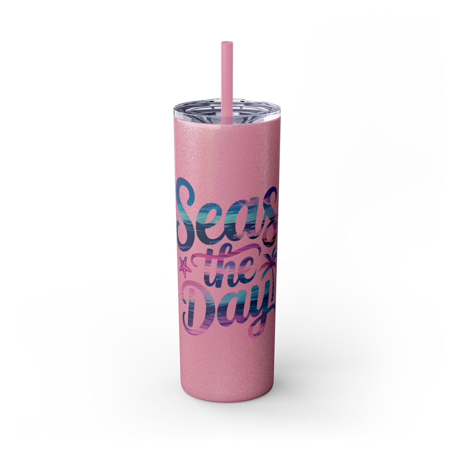 Seas the Day Skinny Tumbler with Straw - 20oz Travel Cup