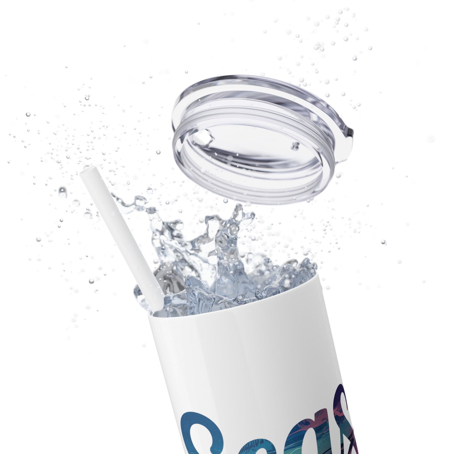 Seas the Day Skinny Tumbler with Straw - 20oz Travel Cup