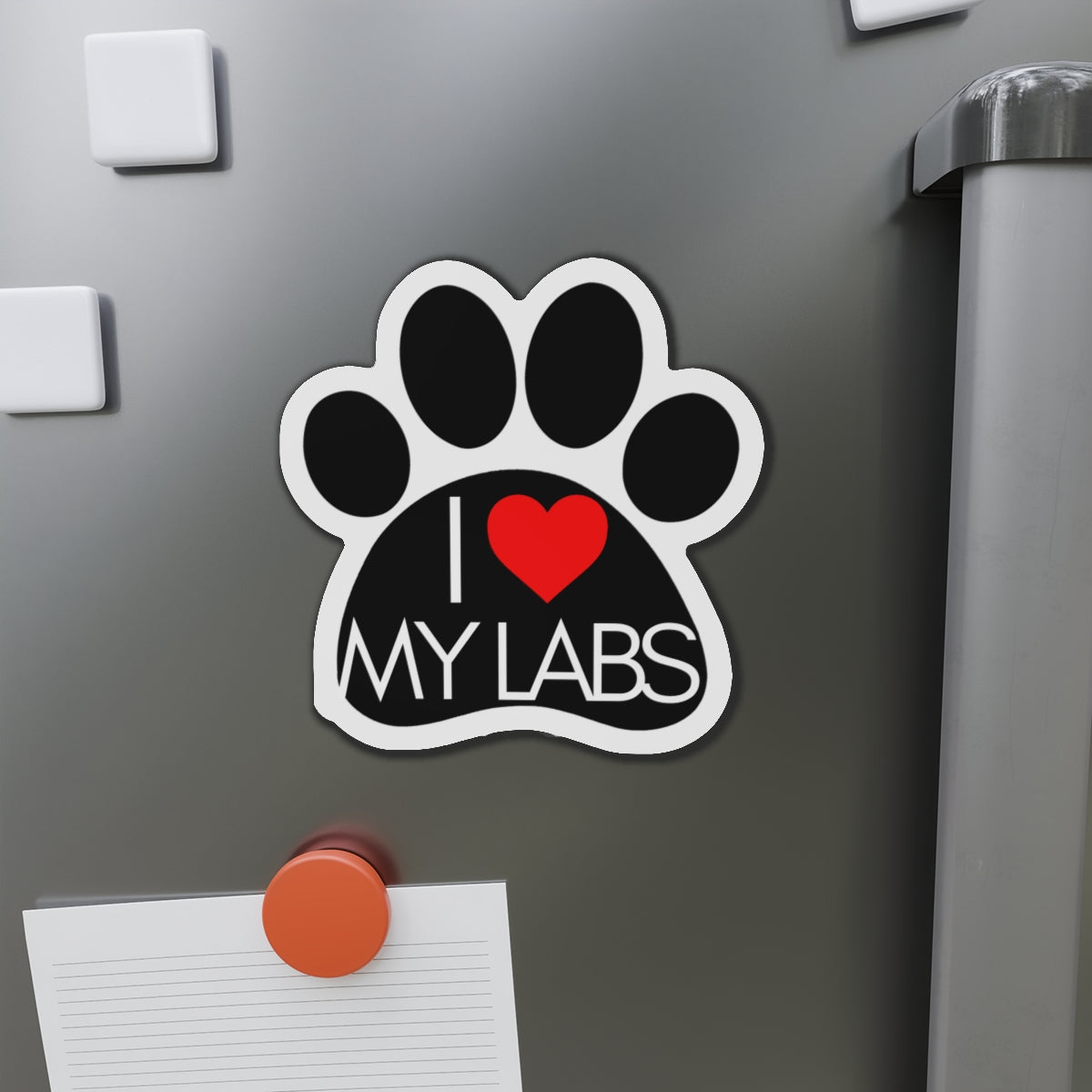 Love My Labs Paw Print Die-Cut Magnet