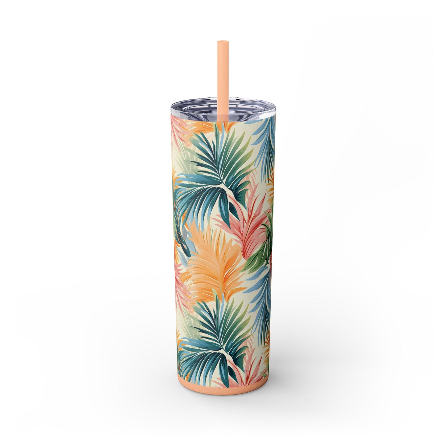 Tropical Floral Skinny Tumbler with Straw - 20oz Travel Drinkware