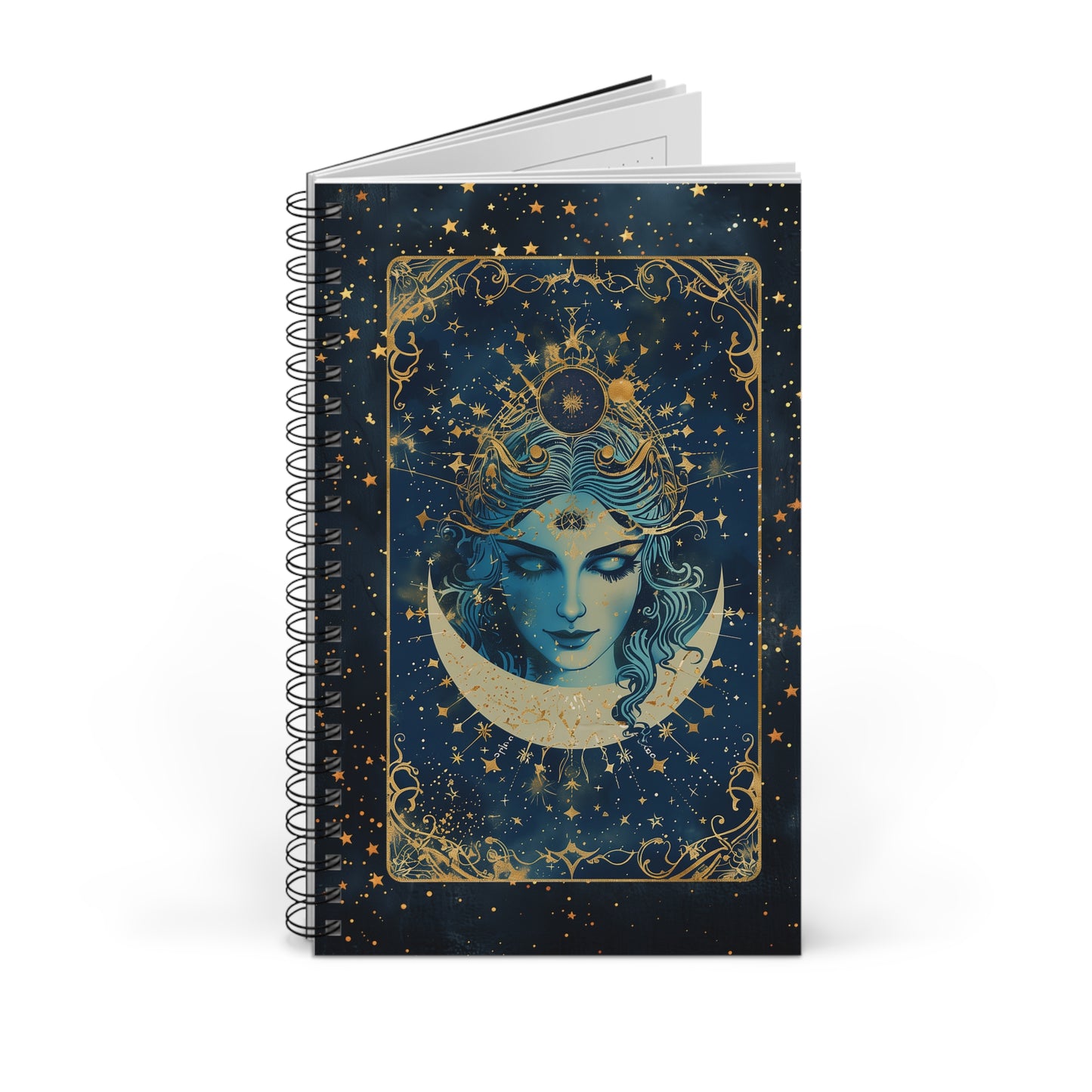 Spiral Notebook - Moon Goddess | Blank, Dot Grid, Lined, Task