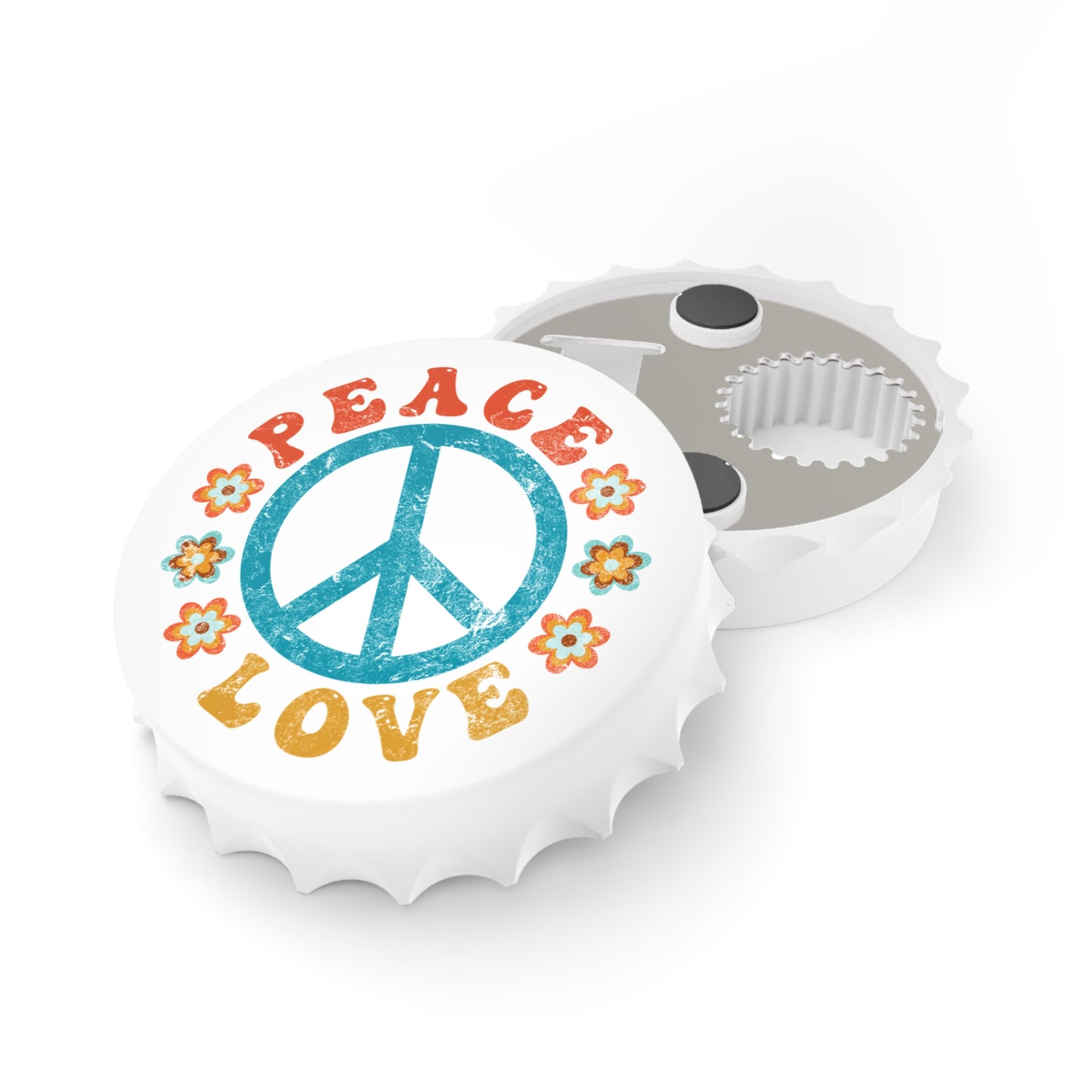 Peace & Love Bottle Opener Magnet