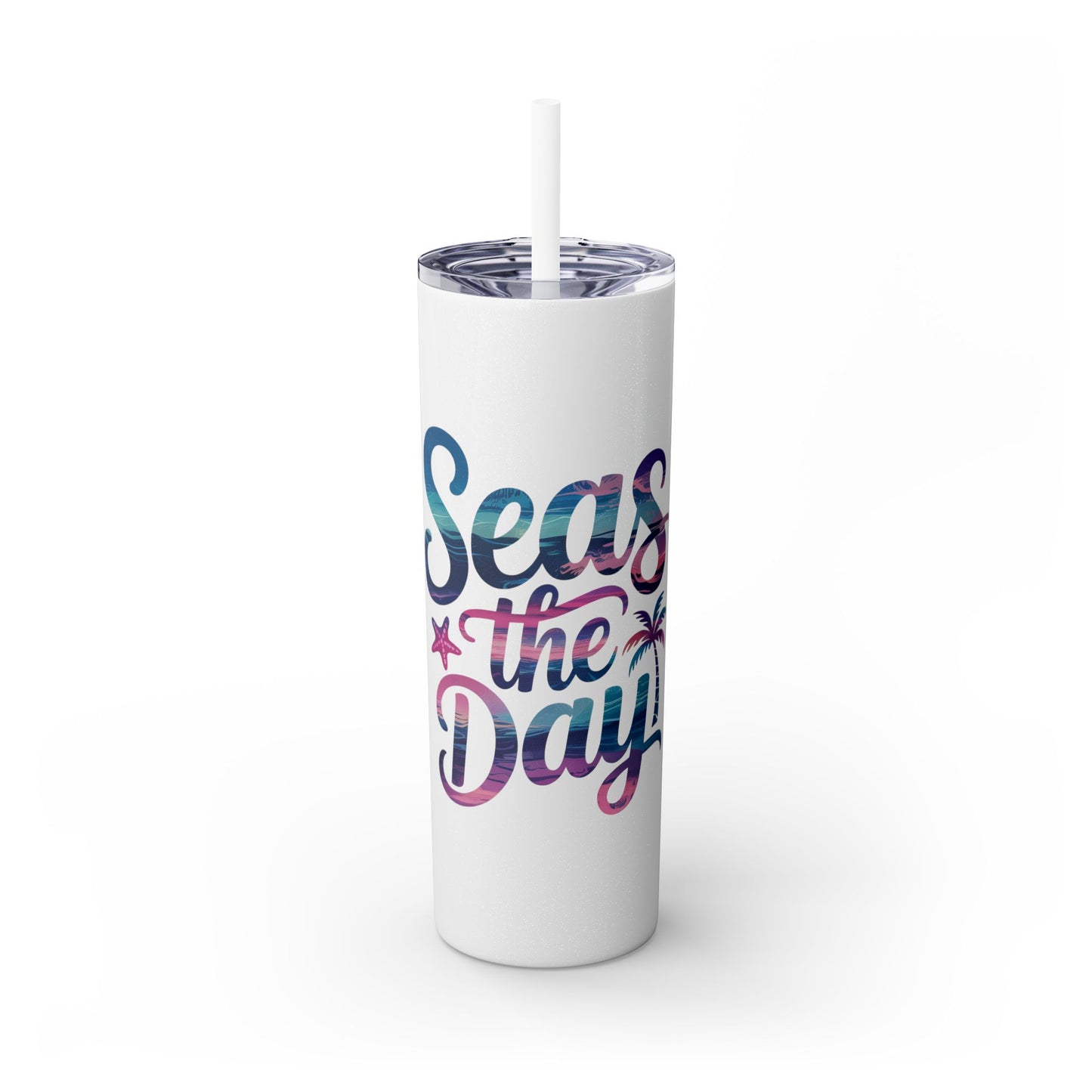 Seas the Day Skinny Tumbler with Straw - 20oz Travel Cup