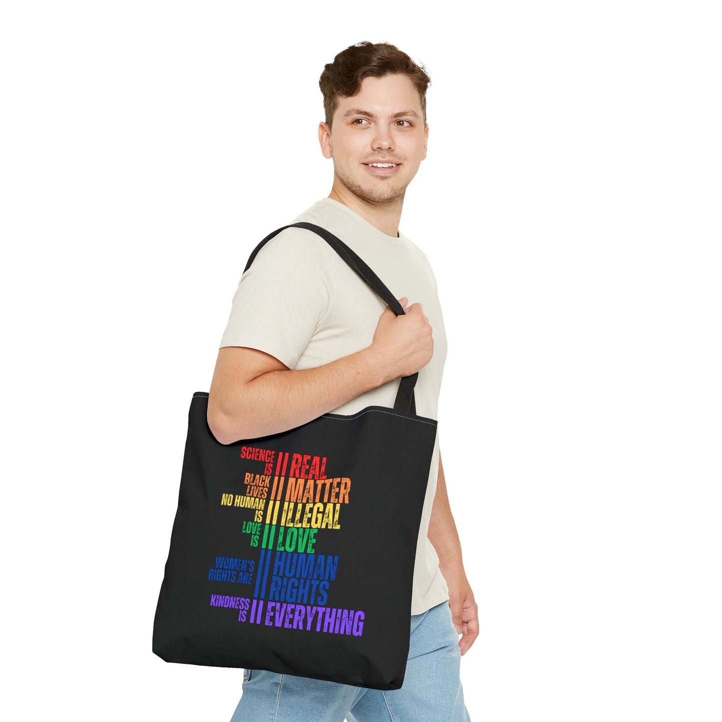 Equality Rainbow Tote Bag in Black