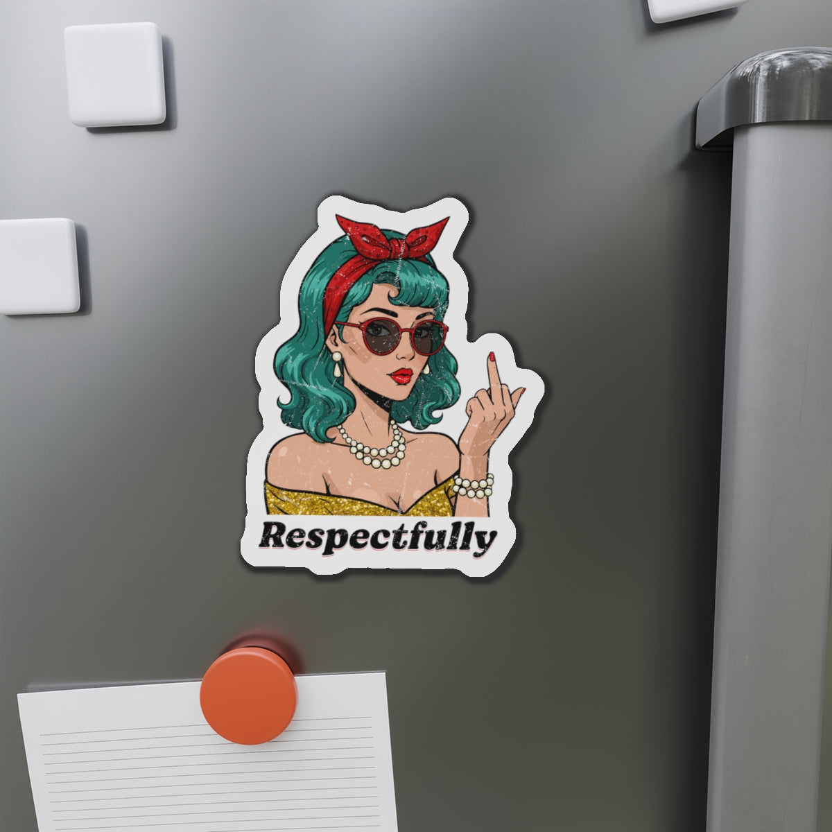 “Respectfully” Retro Die-Cut Magnet