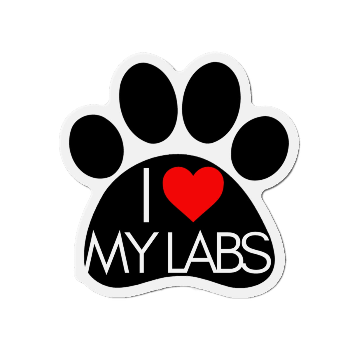 Love My Labs Paw Print Die-Cut Magnet