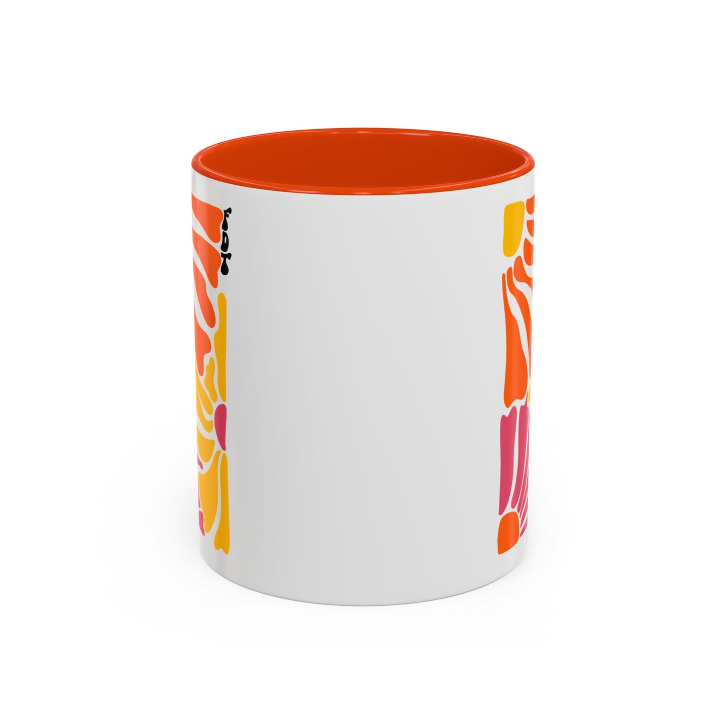 Ceramic Mug with Orange Accents - 'FDT' Colorful Floral
