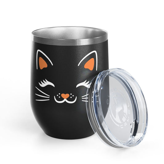 Wine Tumbler, 12oz - Black Cat