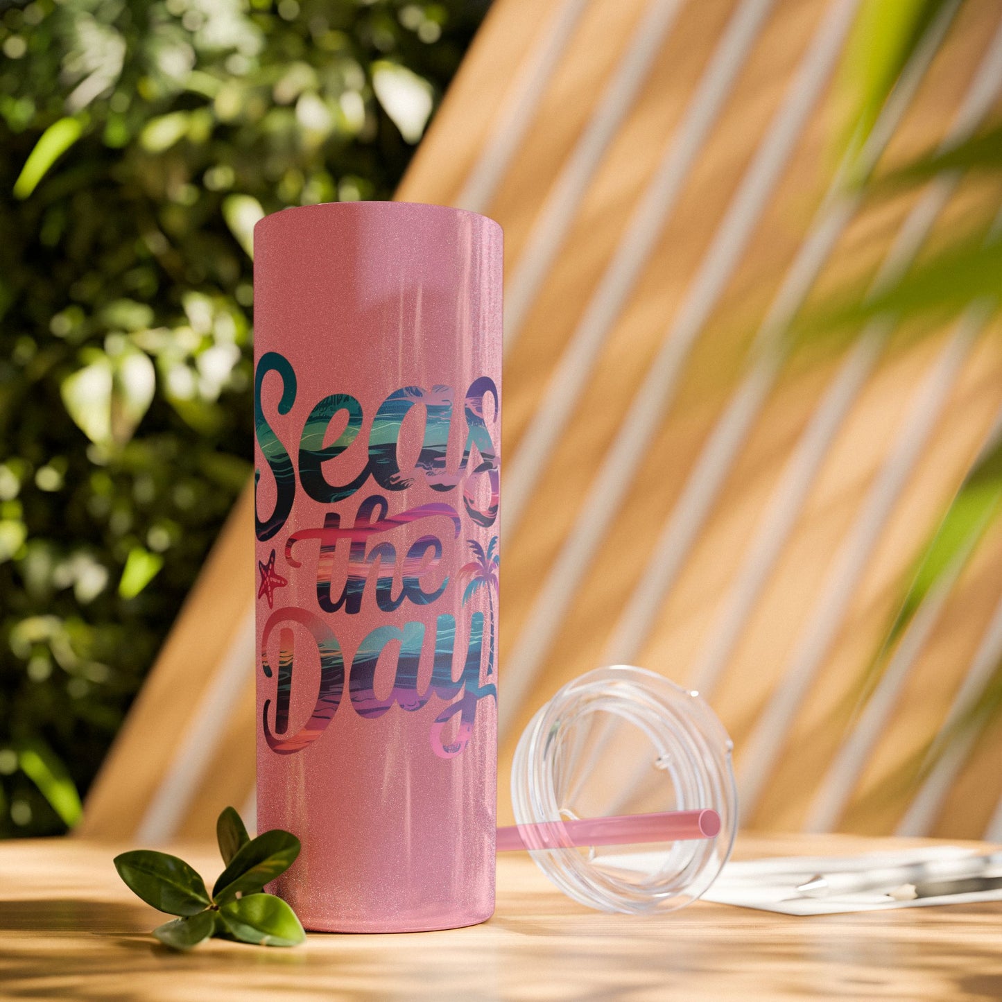 Seas the Day Skinny Tumbler with Straw - 20oz Travel Cup