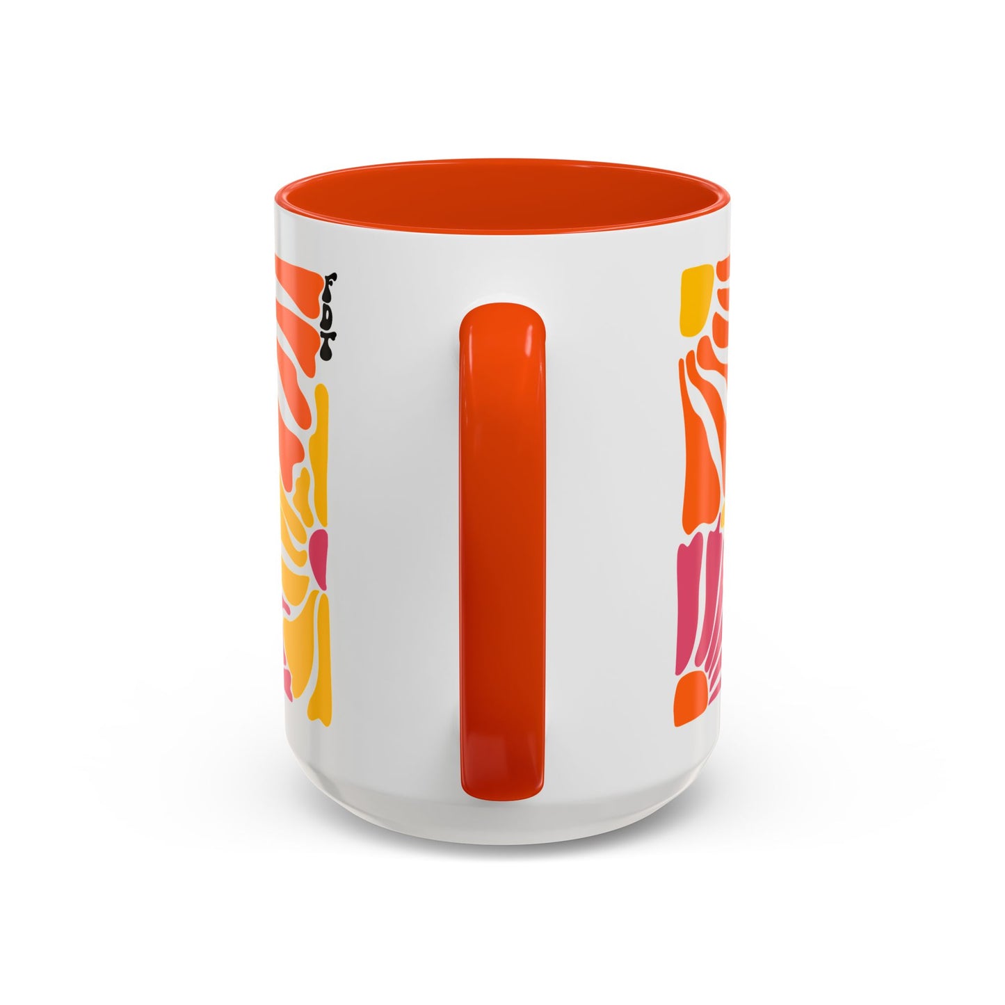 Ceramic Mug with Orange Accents - 'FDT' Colorful Floral