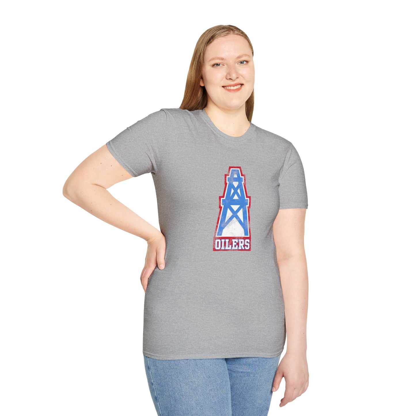 Houston Oilers Distressed Oil Derrick Unisex T-Shirt | Up to 5X