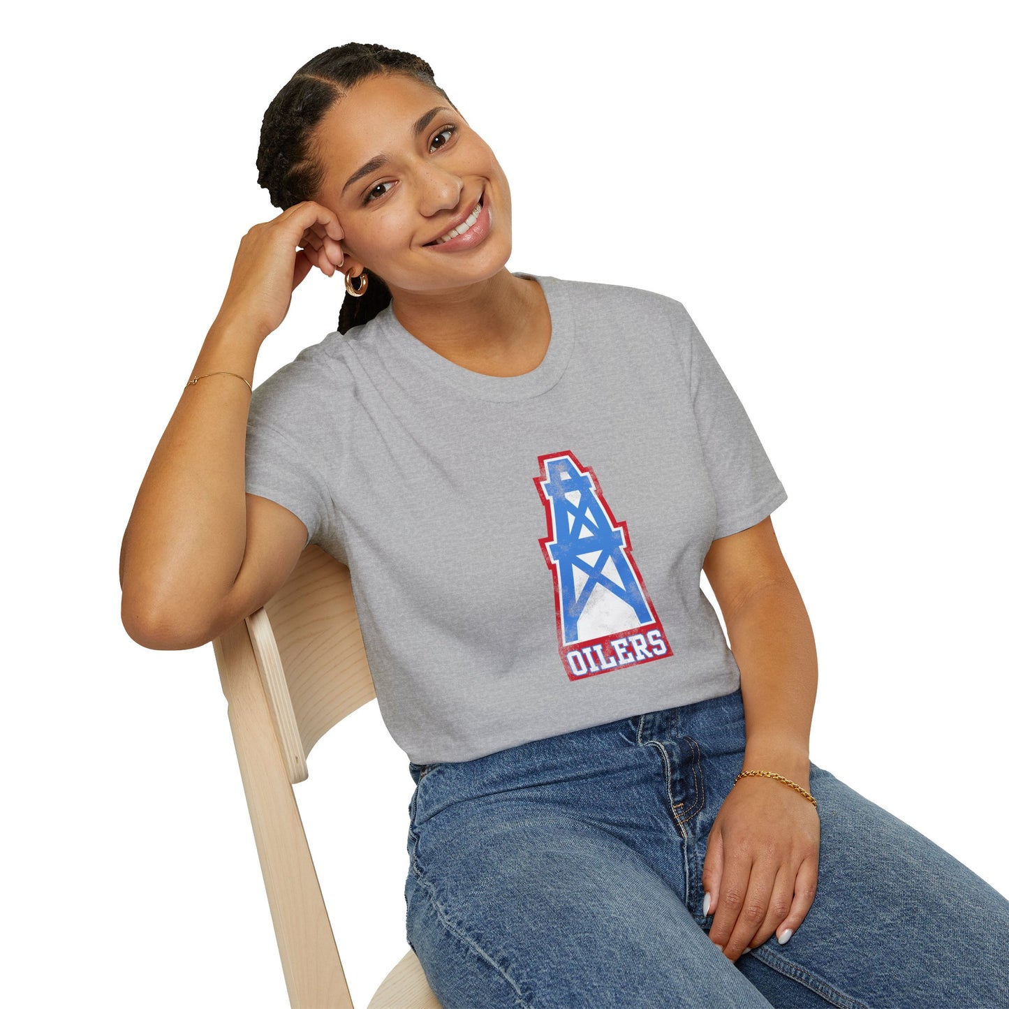 Houston Oilers Distressed Oil Derrick Unisex T-Shirt | Up to 5X