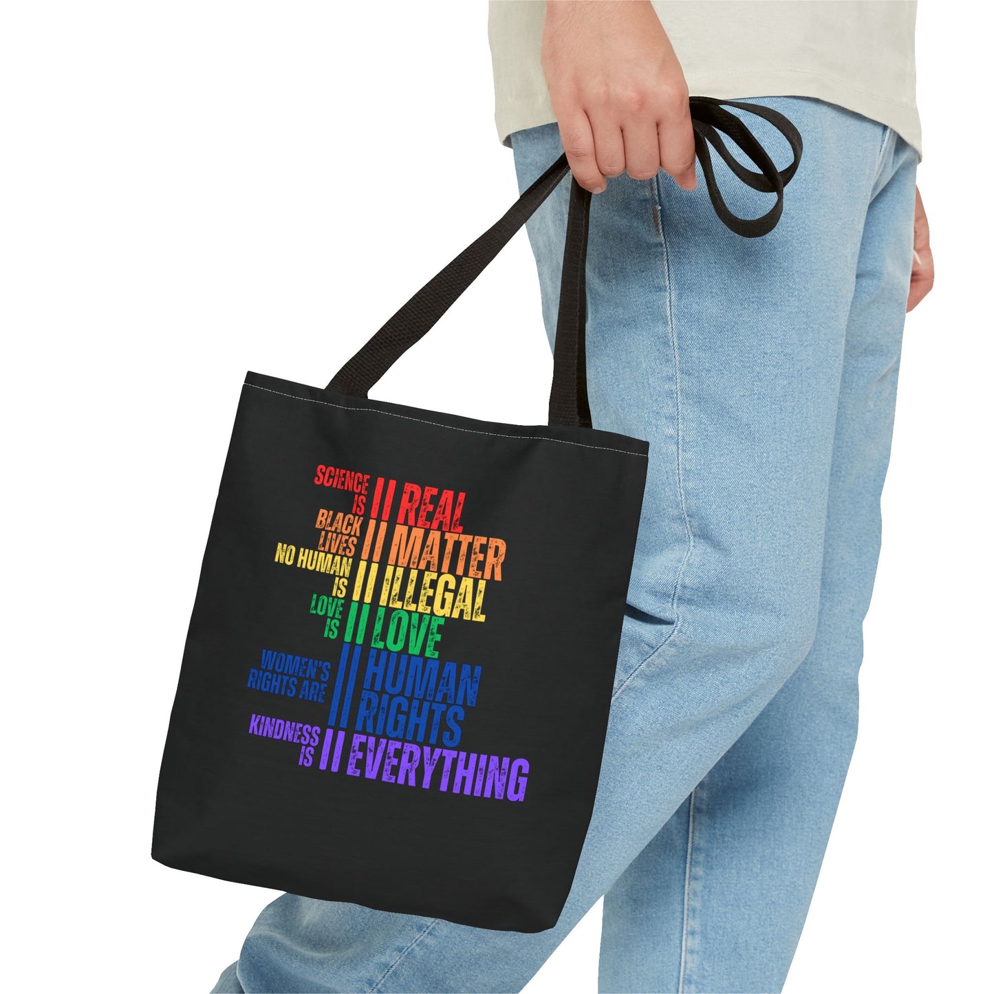 Equality Rainbow Tote Bag in Black