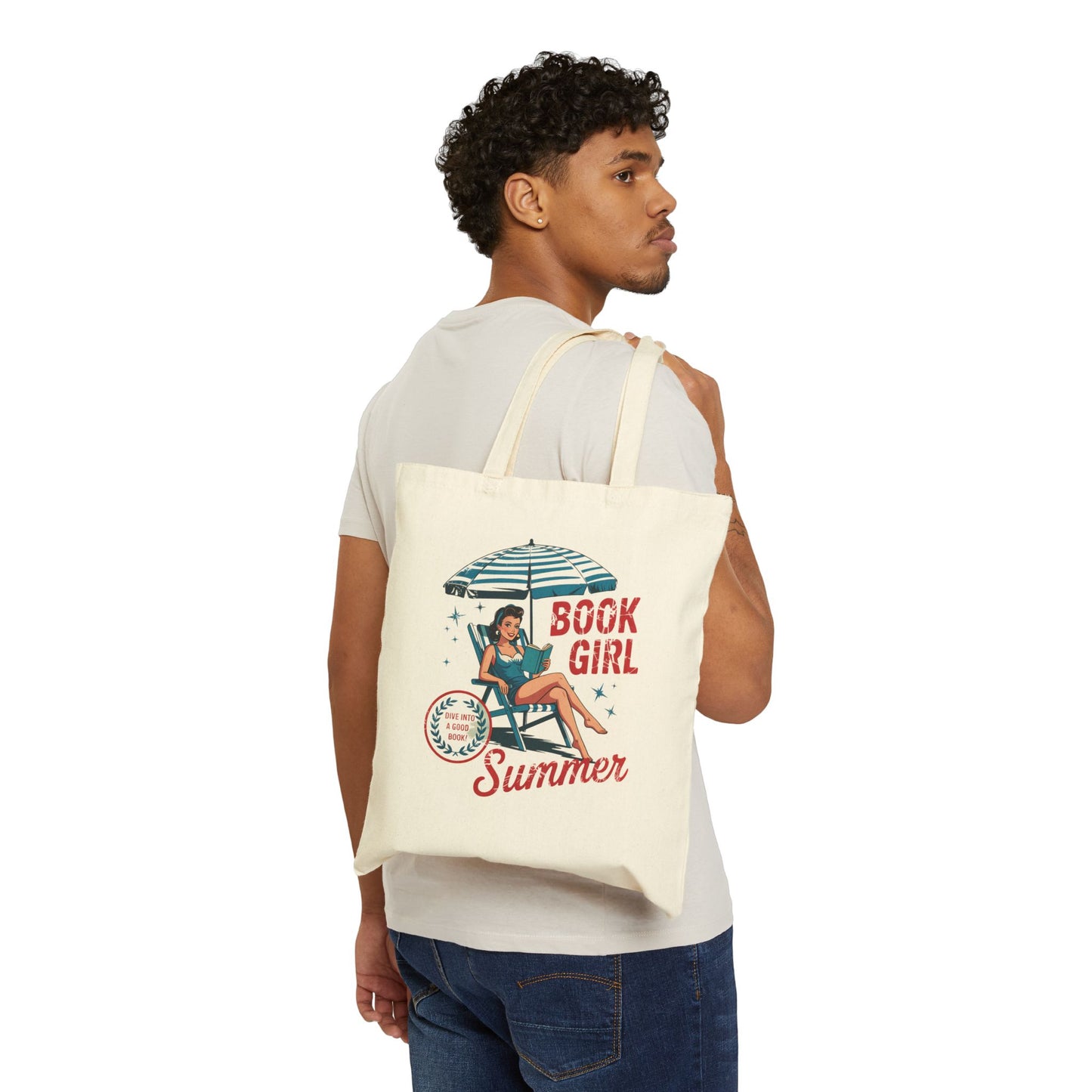 Book Girl Summer Cotton Canvas Tote Bag