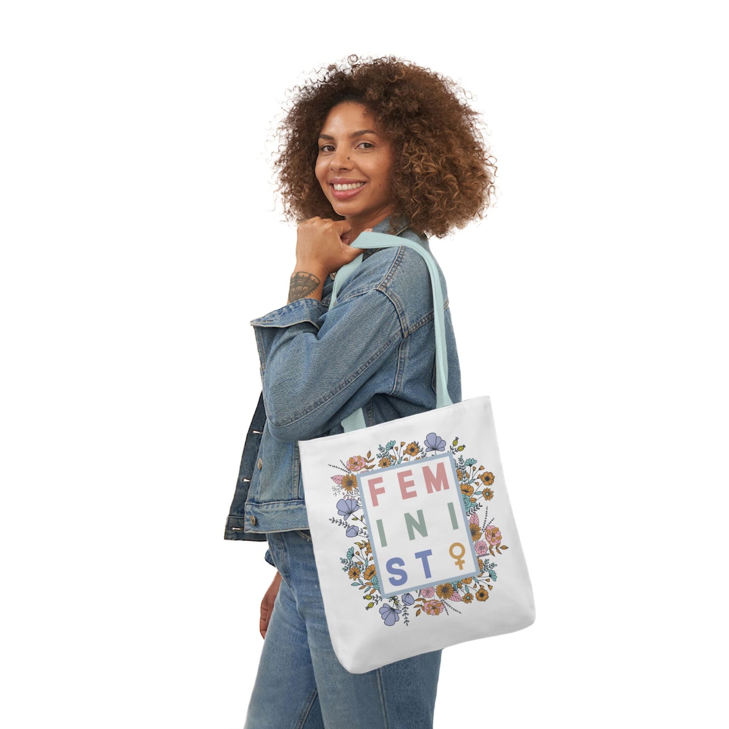 Feminist Floral Canvas Tote Bag