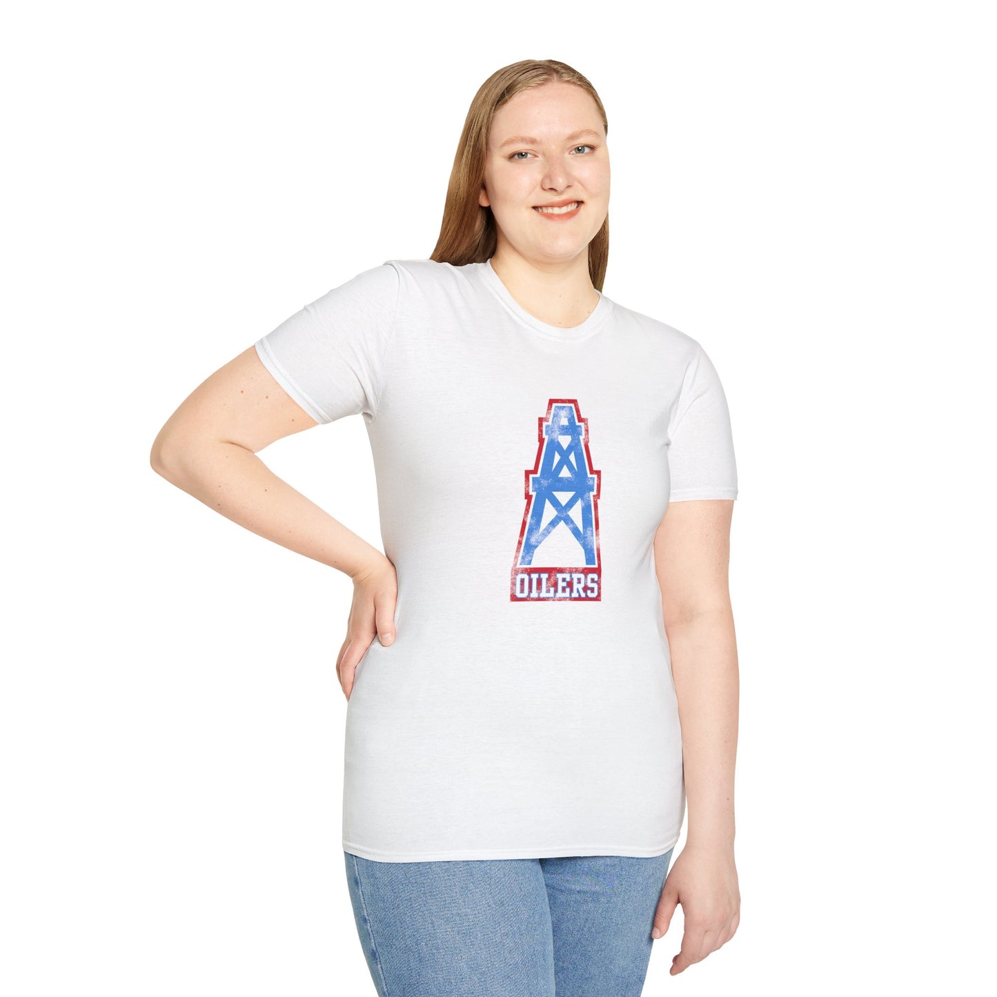 Houston Oilers Distressed Oil Derrick Unisex T-Shirt | Up to 5X
