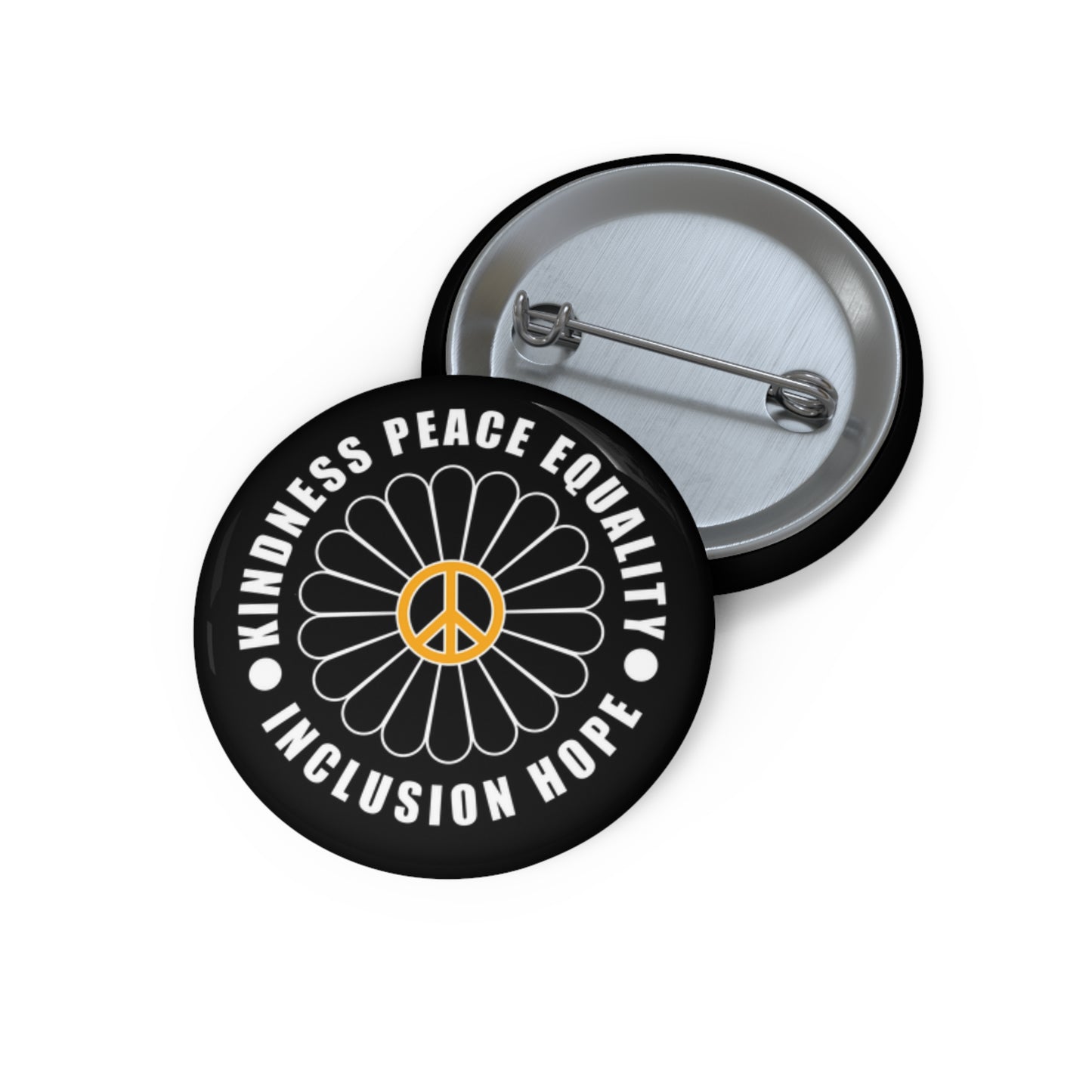 Peace & Kindness Black Button - 3 sizes