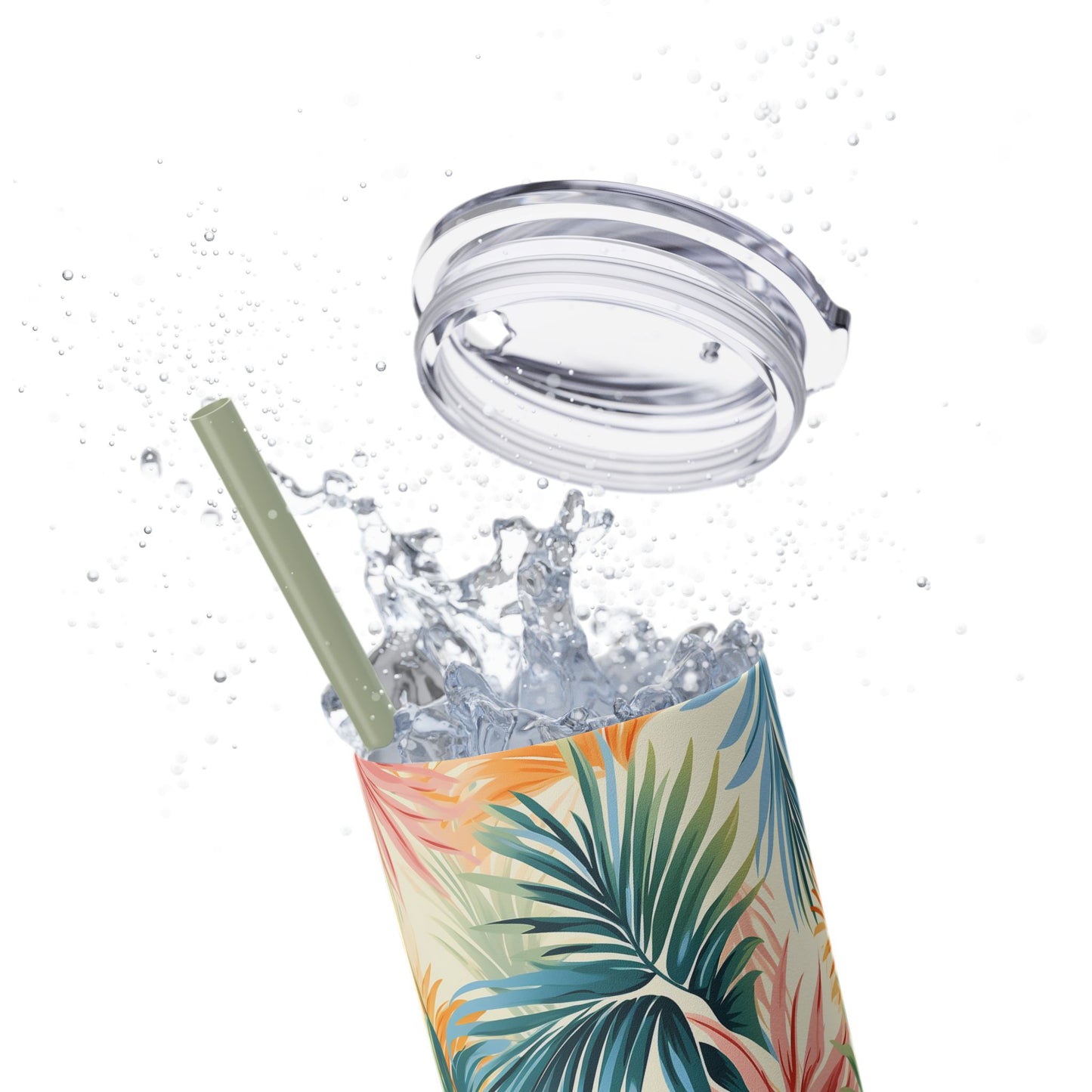 Tropical Floral Skinny Tumbler with Straw - 20oz Travel Drinkware