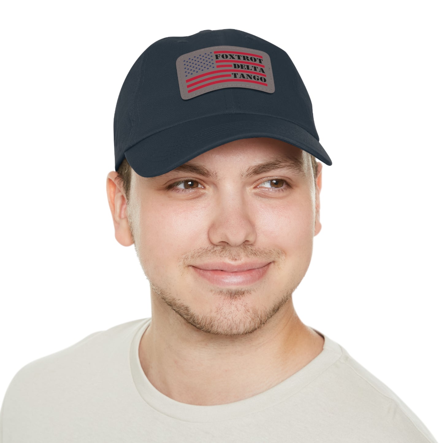 “FOXTROT DELTA TANGO” Anti-Trump Dad Hat with Gray Faux Leather Patch