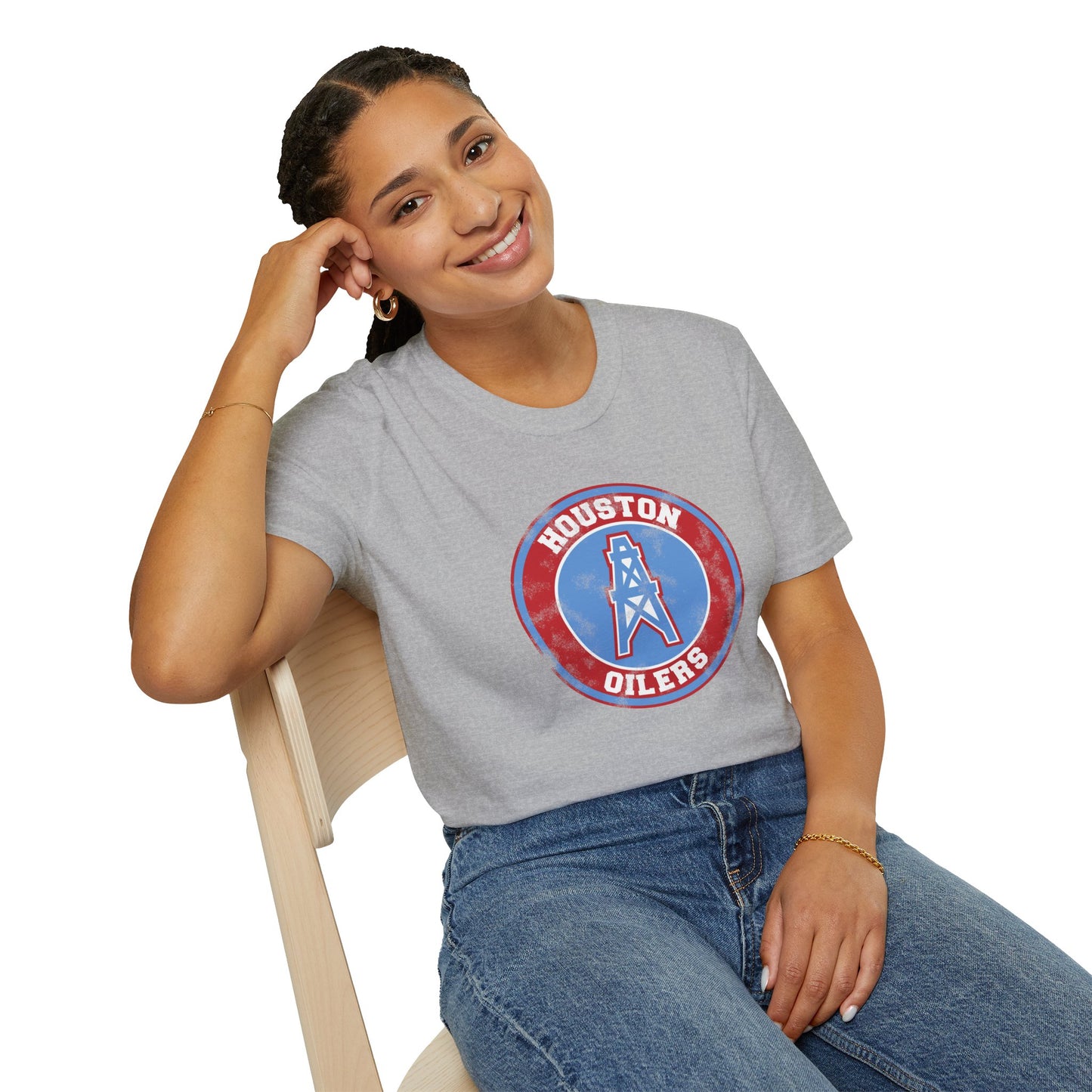Houston Oilers Distressed Emblem Unisex T-Shirt | Up to 5X