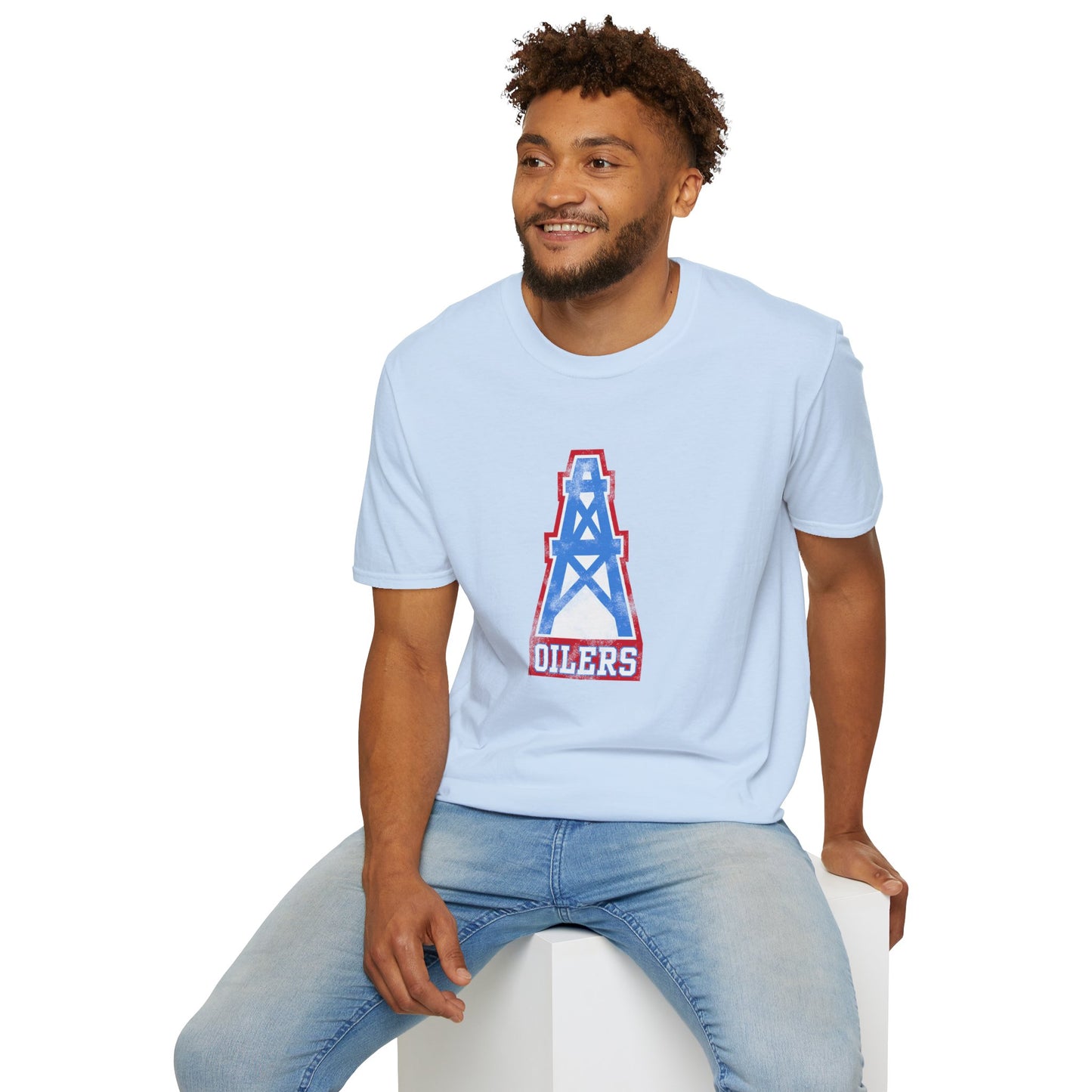 Unisex Tee - Houston Oilers Distressed Oil Derrick