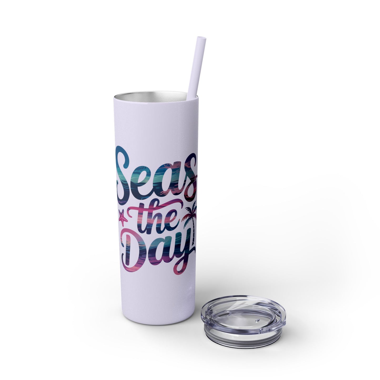 Seas the Day Skinny Tumbler with Straw - 20oz Travel Cup
