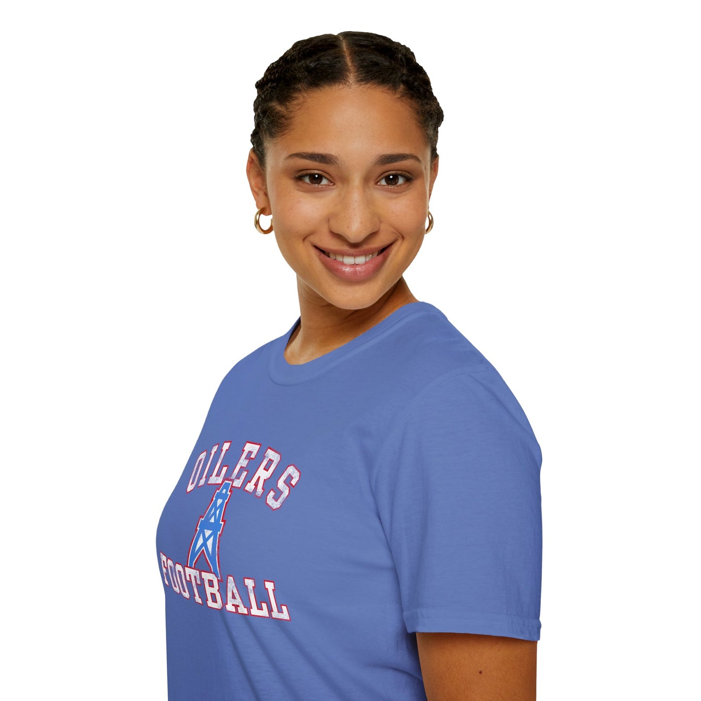 Houston Oilers Distressed “Oilers Football” Unisex T-Shirt | Up to 5X