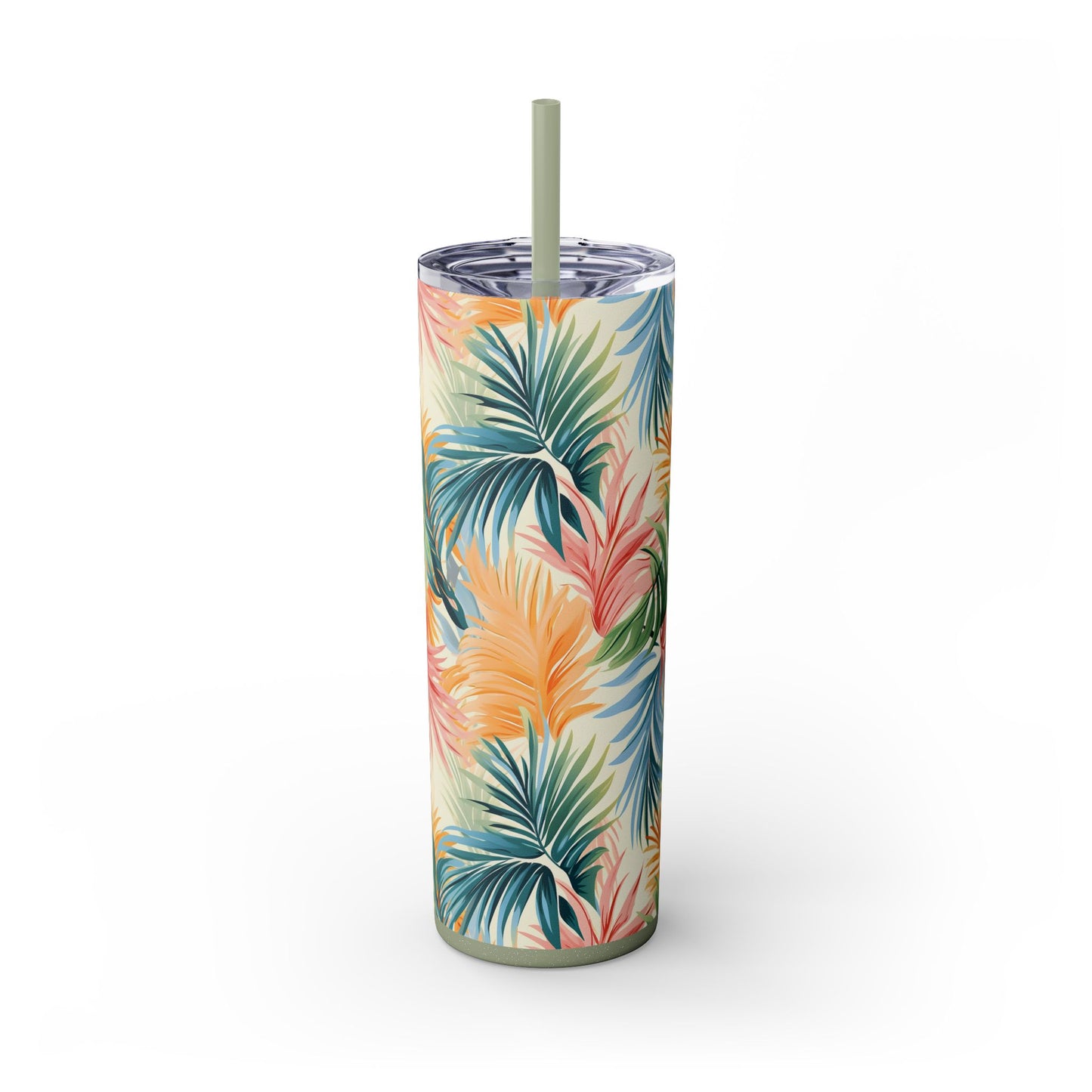 Tropical Floral Skinny Tumbler with Straw - 20oz Travel Drinkware