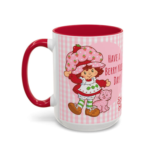 Strawberry Shortcake Pink Gingham Ceramic Mug - 11oz or 15oz
