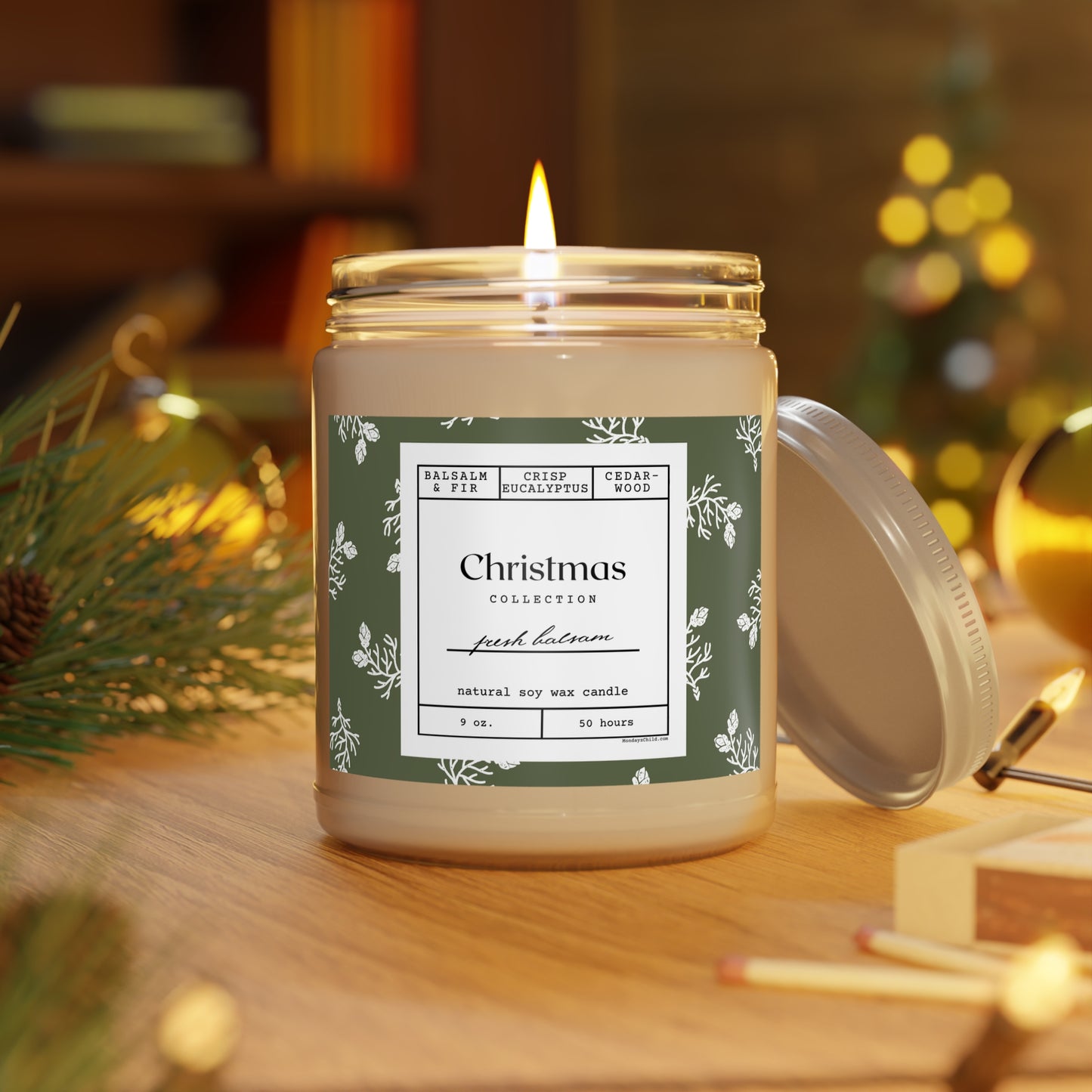 Fresh Balsam Natural Soy Candle with Lid, 9oz