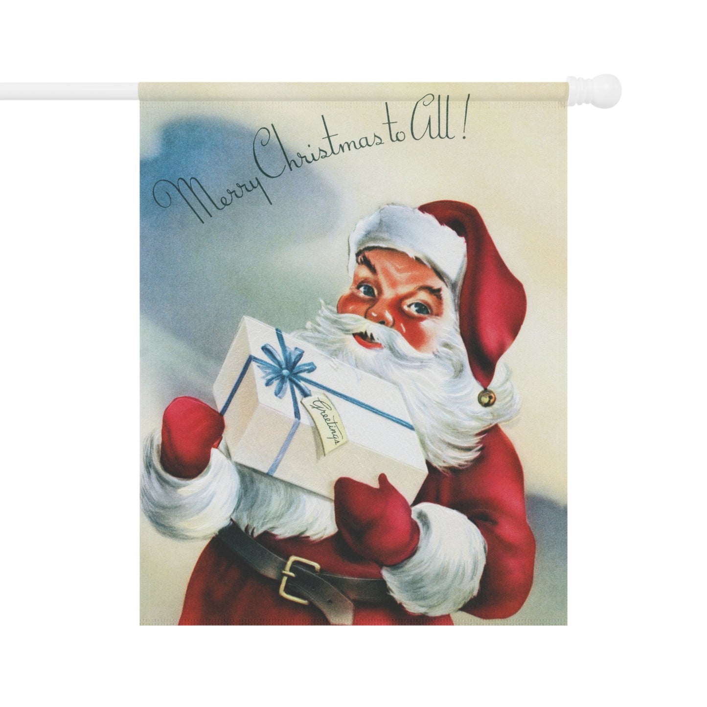 Retro Santa with Presents Garden Flag or House Banner