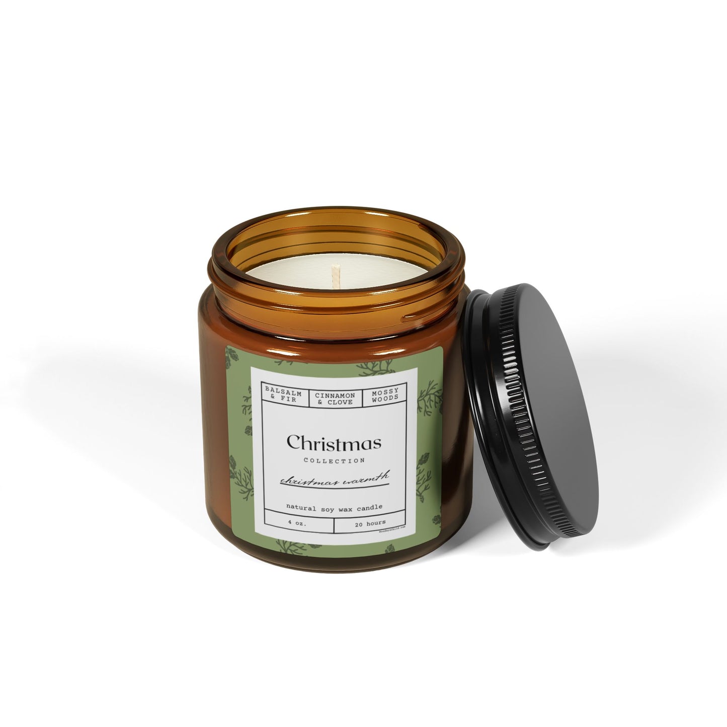 Christmas Warmth Scented Soy Candle in Festive Amber Jar