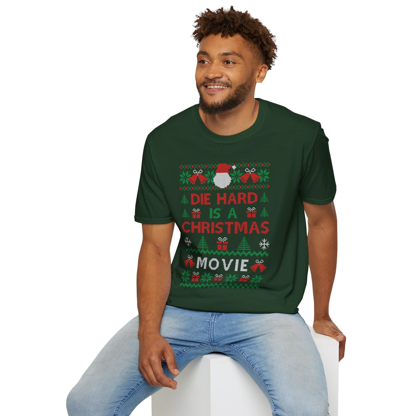 ‘Die Hard Is A Christmas Movie’ Funny Holiday Ugly Sweater Tee