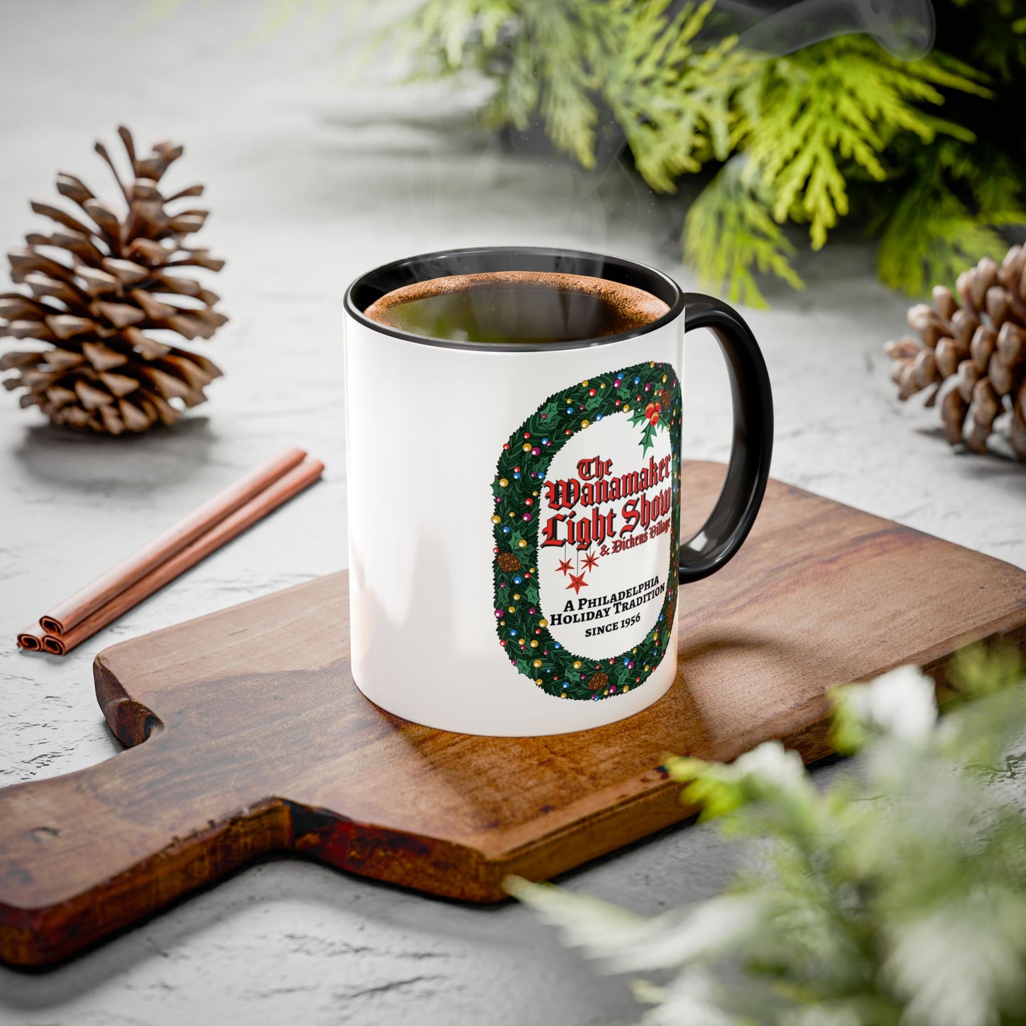 'The Wanamaker Light Show' Holiday Wreath Mug - 11oz/15oz