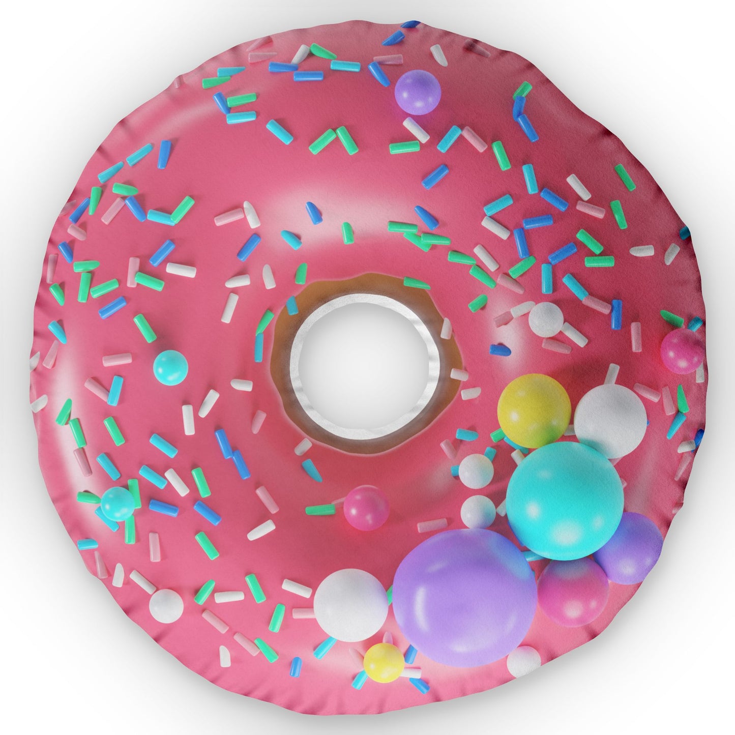 Donut Shaped Pillow, Pink Candy Frosted