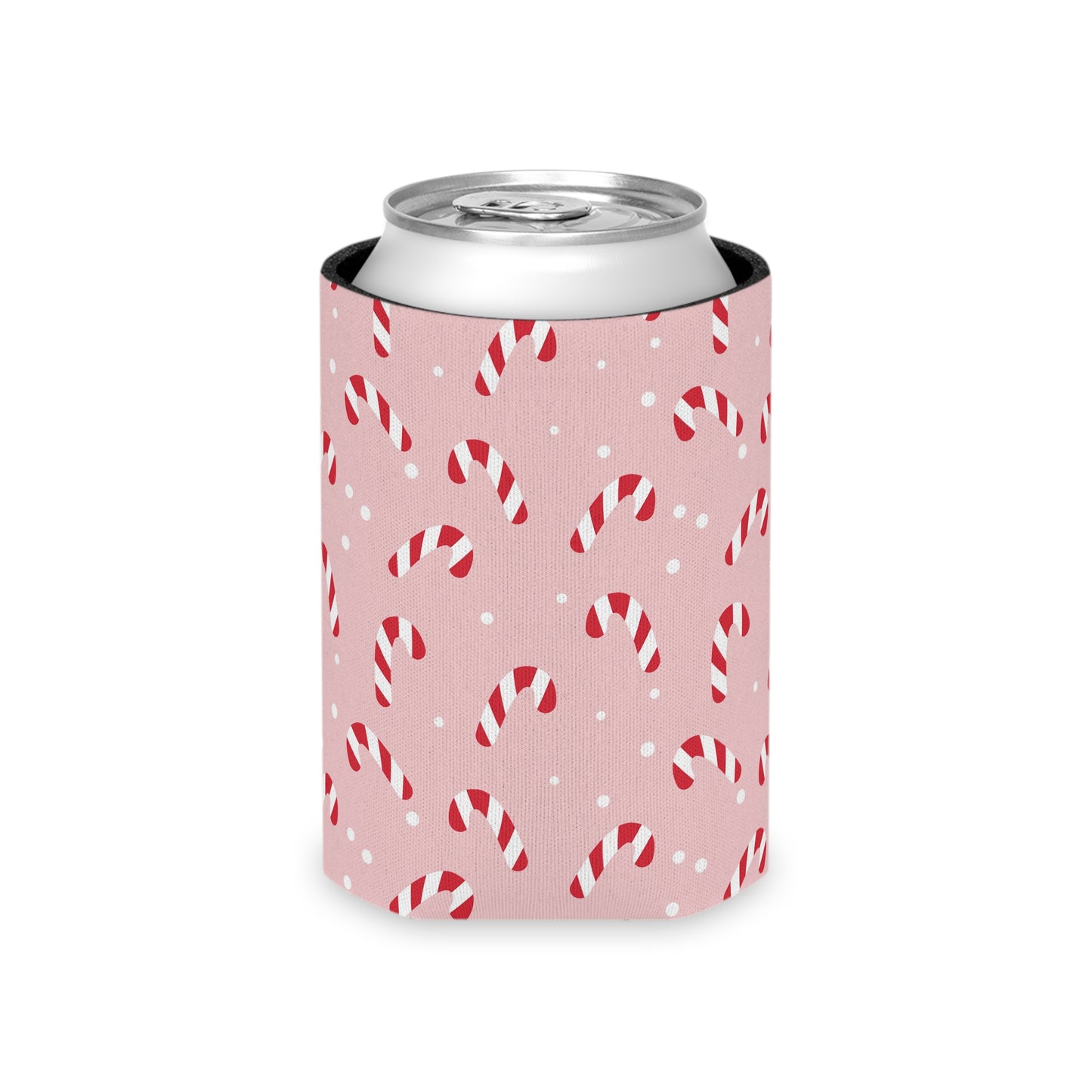 Can Cooler, Standard or Slim Size - Peppermint Pink Candy Canes