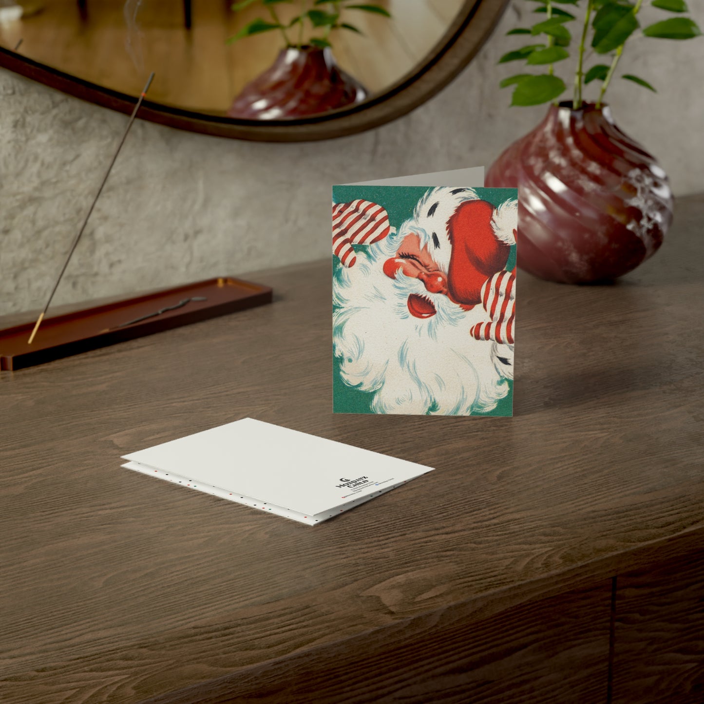 Retro Laughing Santa Christmas Greeting Card