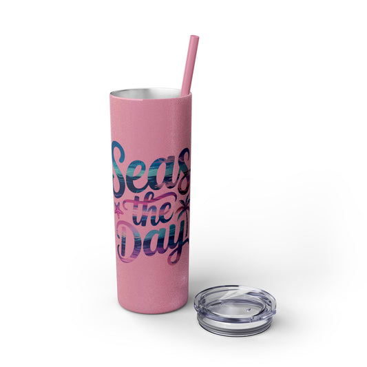Seas the Day Skinny Tumbler with Straw - 20oz Travel Cup